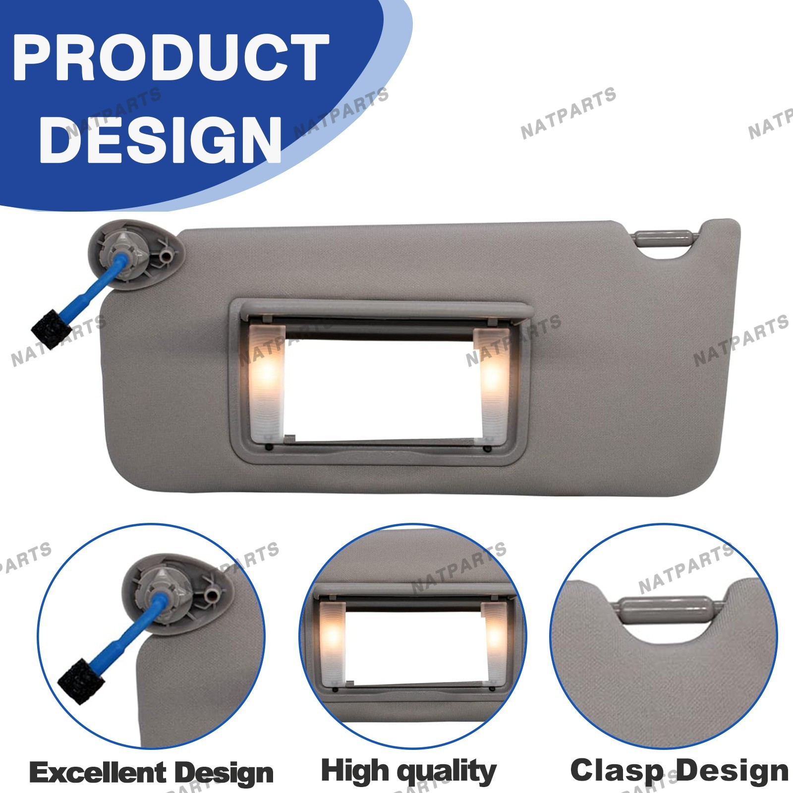 Left Driver Side Sun Visor W/Light For 2008-2017 Honda Accord 83280-TA5-A51ZA