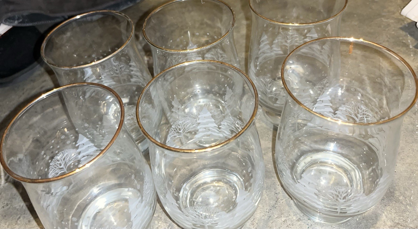 Libbey Christmas Winter Wonderland Vintage Tulip Tumblers 6 Piece