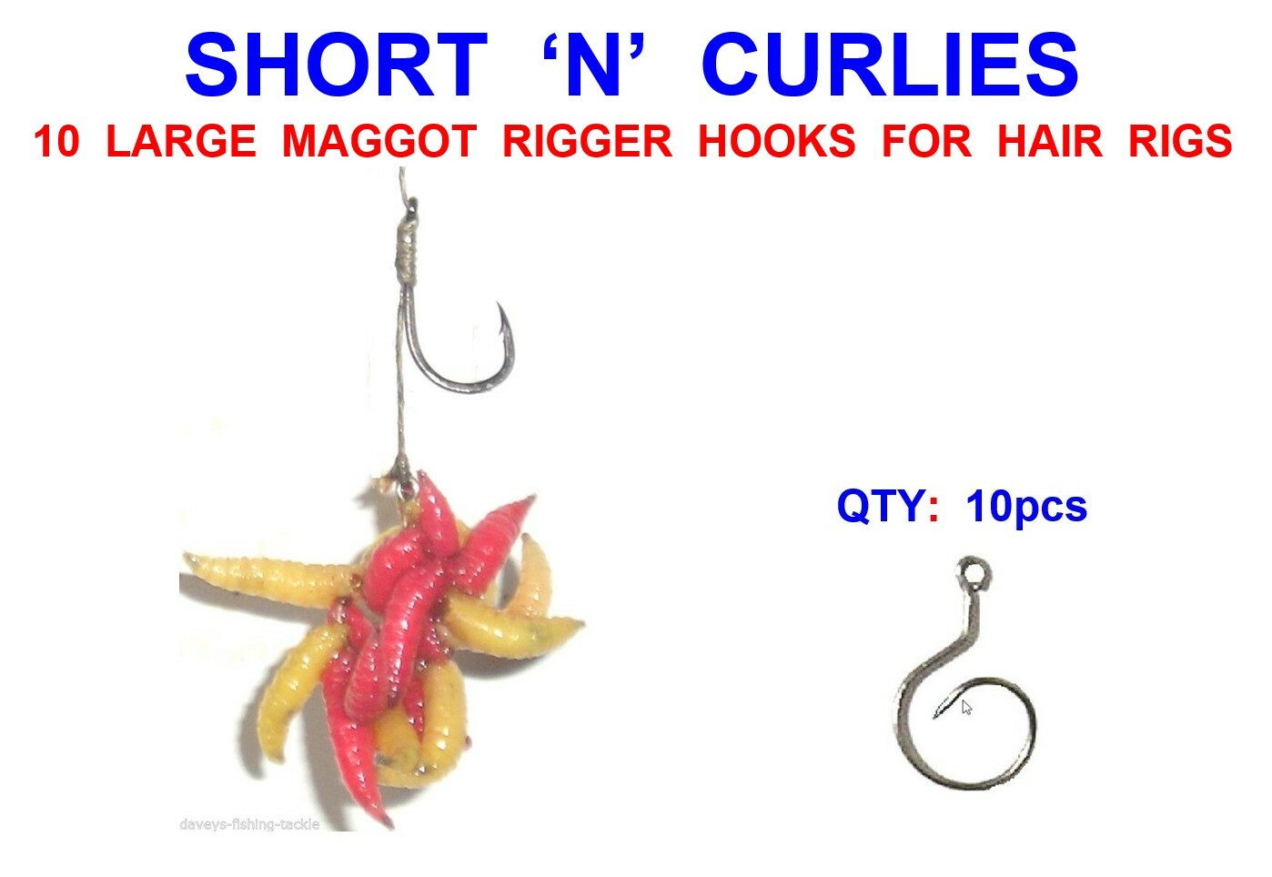 SHORT N CURLIES,LARGE,MAGGOT,RIGGERS,FOR CARP ROD FISHING HAIR RIG HOOK POP UPS