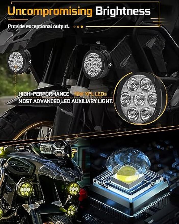 4.5" 140W Motorcycle Auxiliary LED Pod Fog Driving Light W/Yellow Spot Off Road