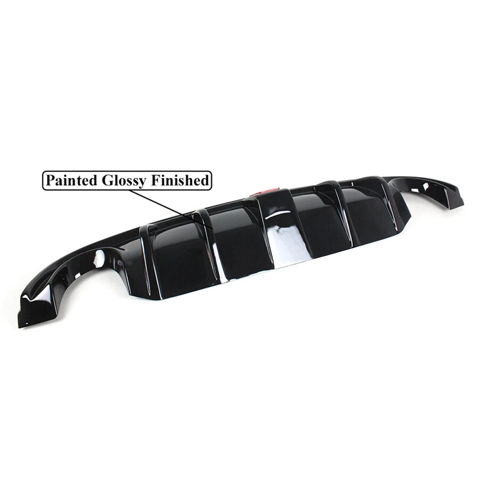 Fit 2014-2017 Infiniti Q50 Glossy Black Rear Bumper Diffuser W/ LED Brake Light