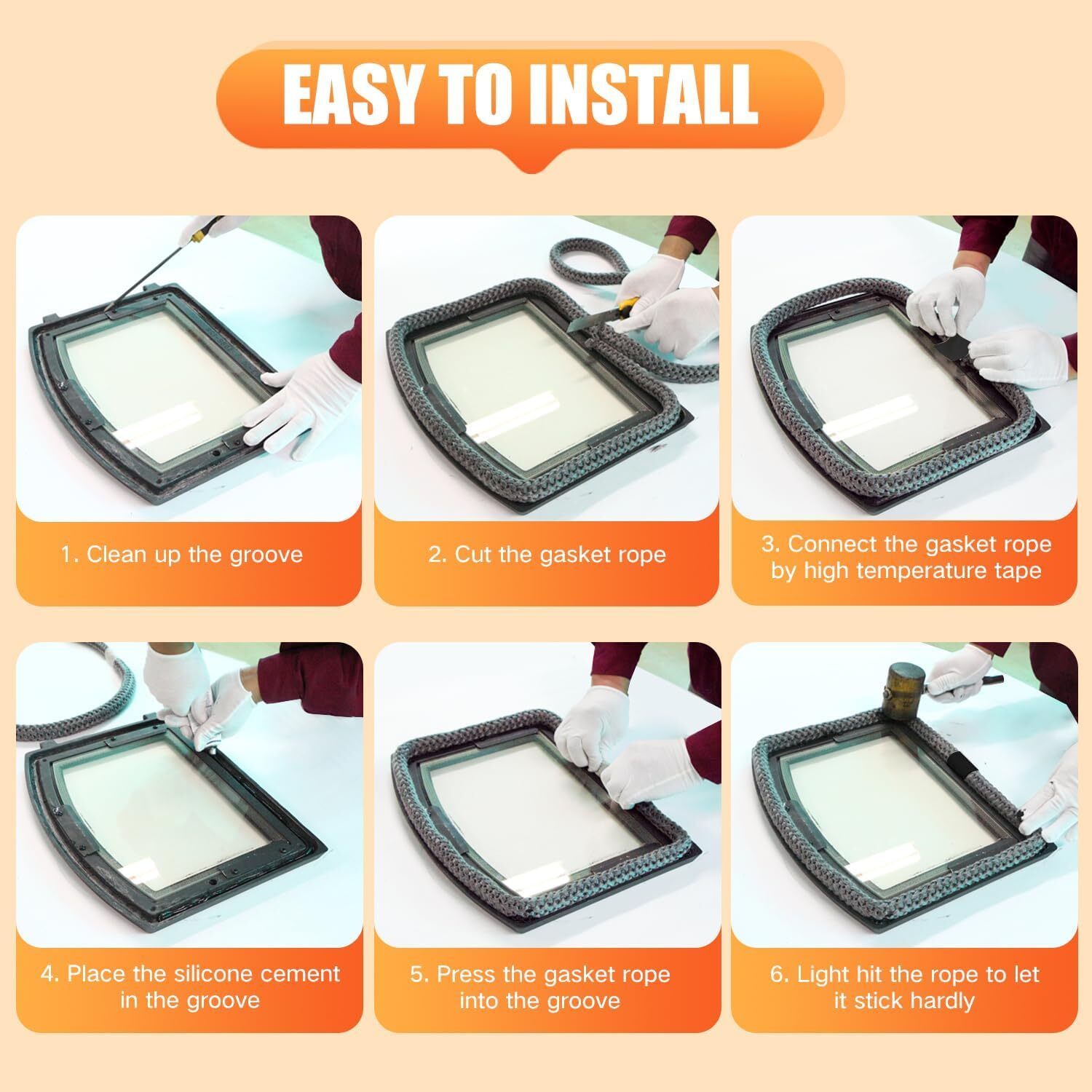 Wood Stove Gasket Graphite Impregnated Fiberglass Rope Seal Rope Replacement