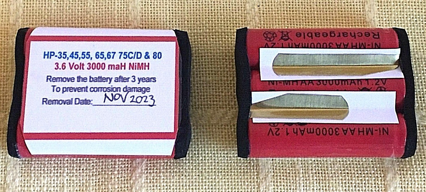 3000 maH NiMH Hewlett Packard Battery Pack HP 35, 45, 55, 65, 67, & 80 Charged