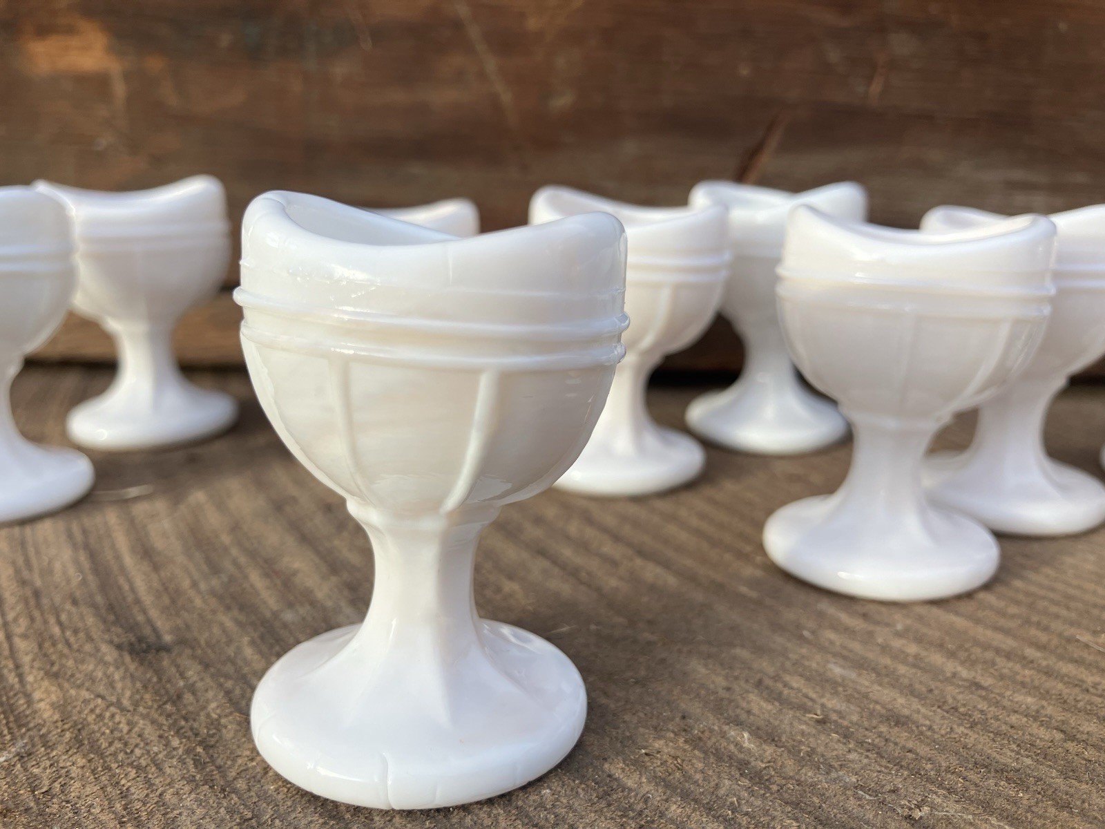 Vintage Milk Glass Slag Eye Wash LOT OF 24 Apothecary Medical