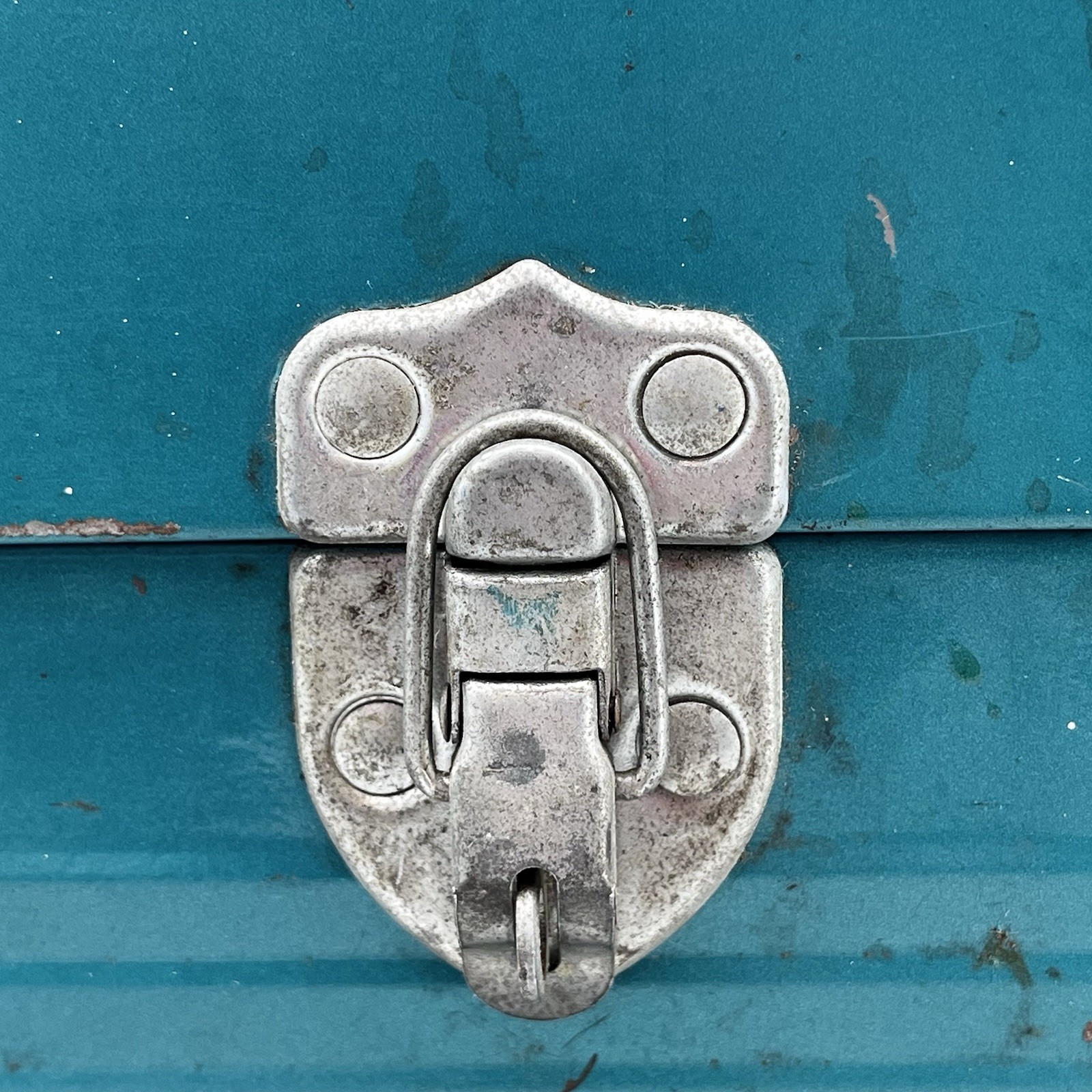 VTG Simonsen Green Teal Metal Tool Tackle Box 14" x 8" 2 Trays Industrial Patina