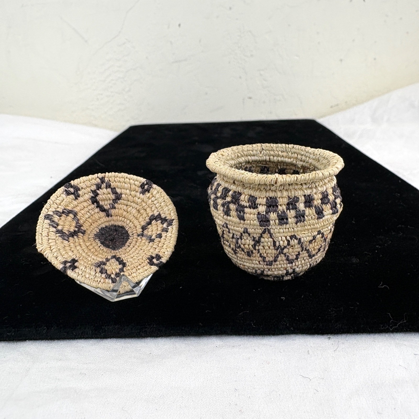 Two Miniature White Mountain Apache Baskets