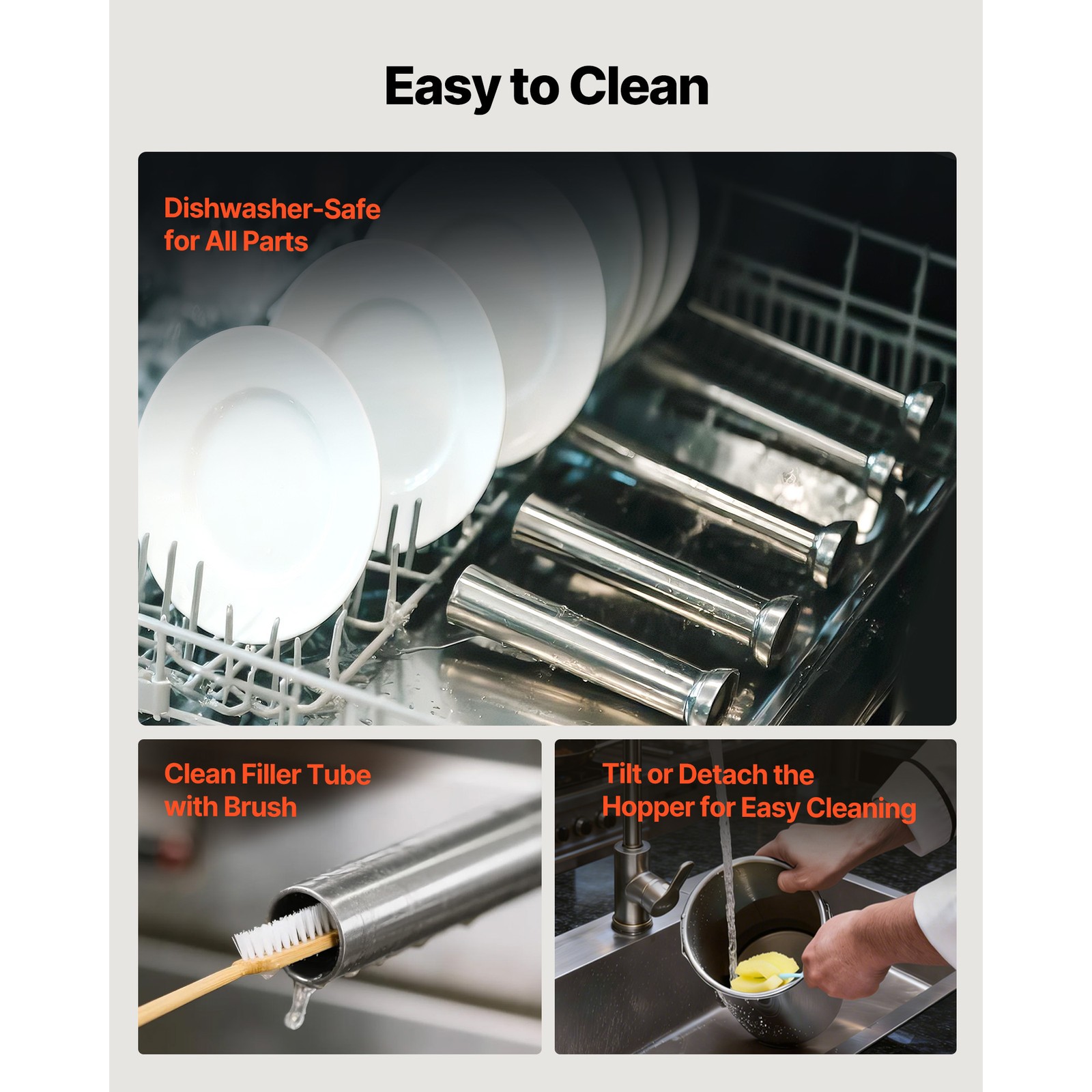 Uimoso Manual Sausage Maker 11 LBS / 5 L Dual-Speed Meat Filler with 5 Nozzles