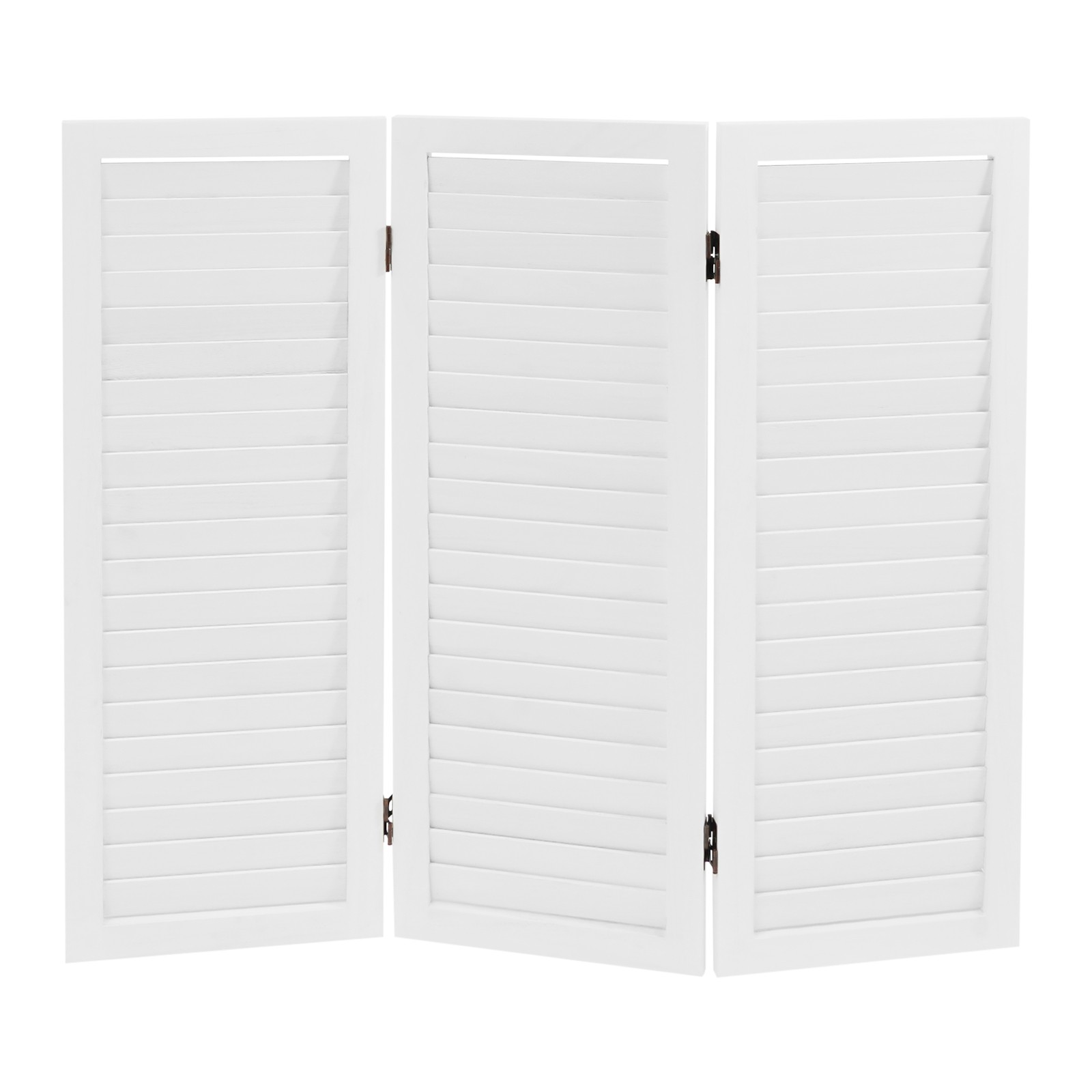 3-Panel Folding Room Divider Indoor Wooden Wall Separation Privacy Screen White