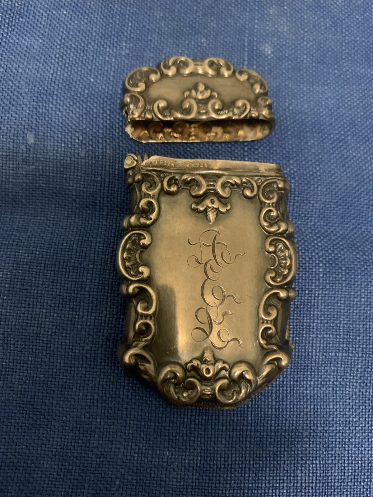 Antique Sterling Silver Match Safe Vesta Case Art Nouveau Circa 1900