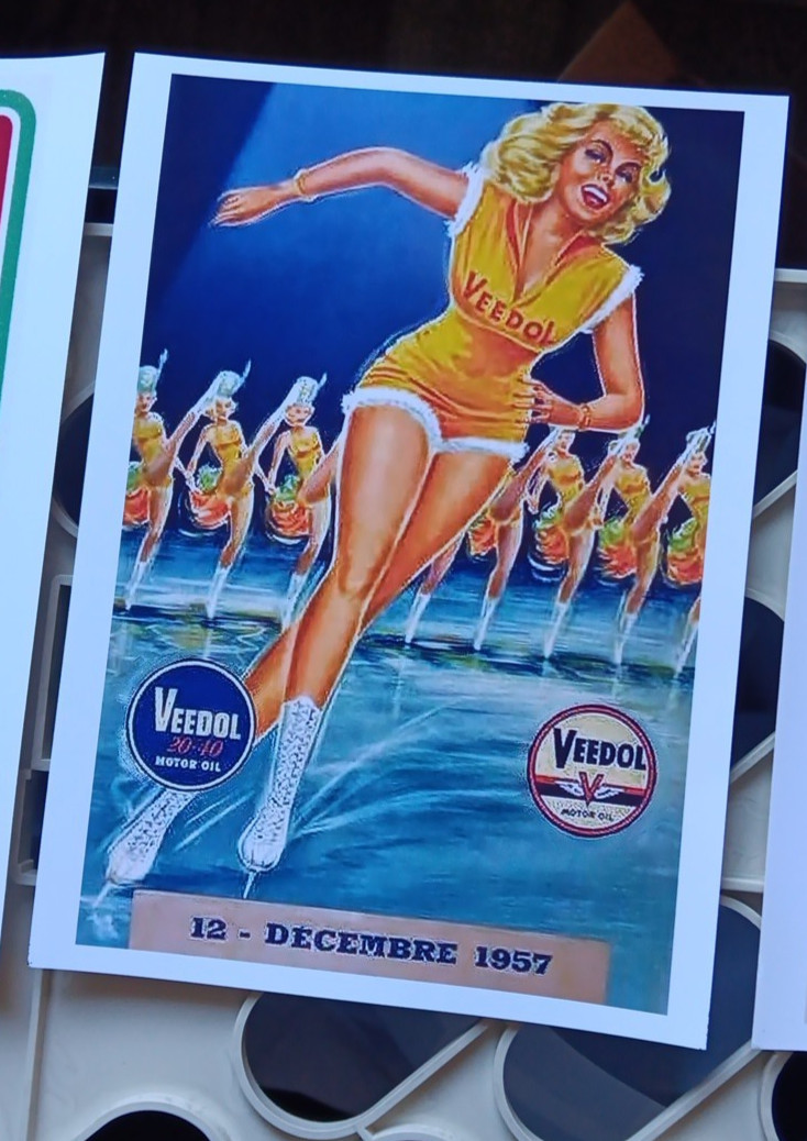 3 VEEDOL ICE SKATE PINUPS new 5X7 PHOTO REPRINTS FROM OLD BLOTTERS