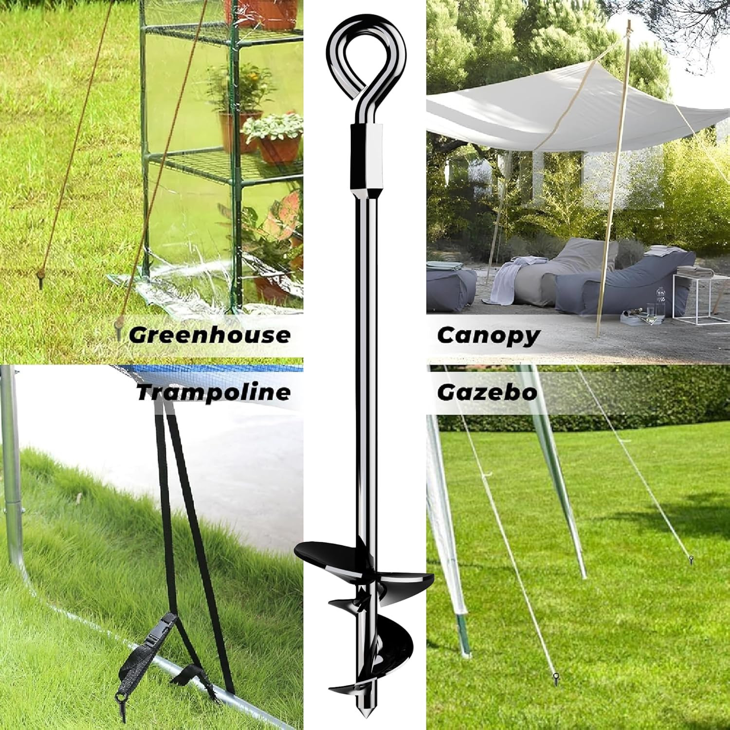 15-Inch Ground Anchors Screw-In Earth Stakes for High Winds