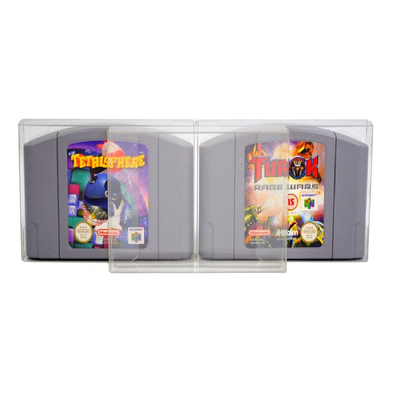25PC N64 CARTRIDGE PROTECTORS Side Opening Clear Box Sleeves Case Nintendo 64
