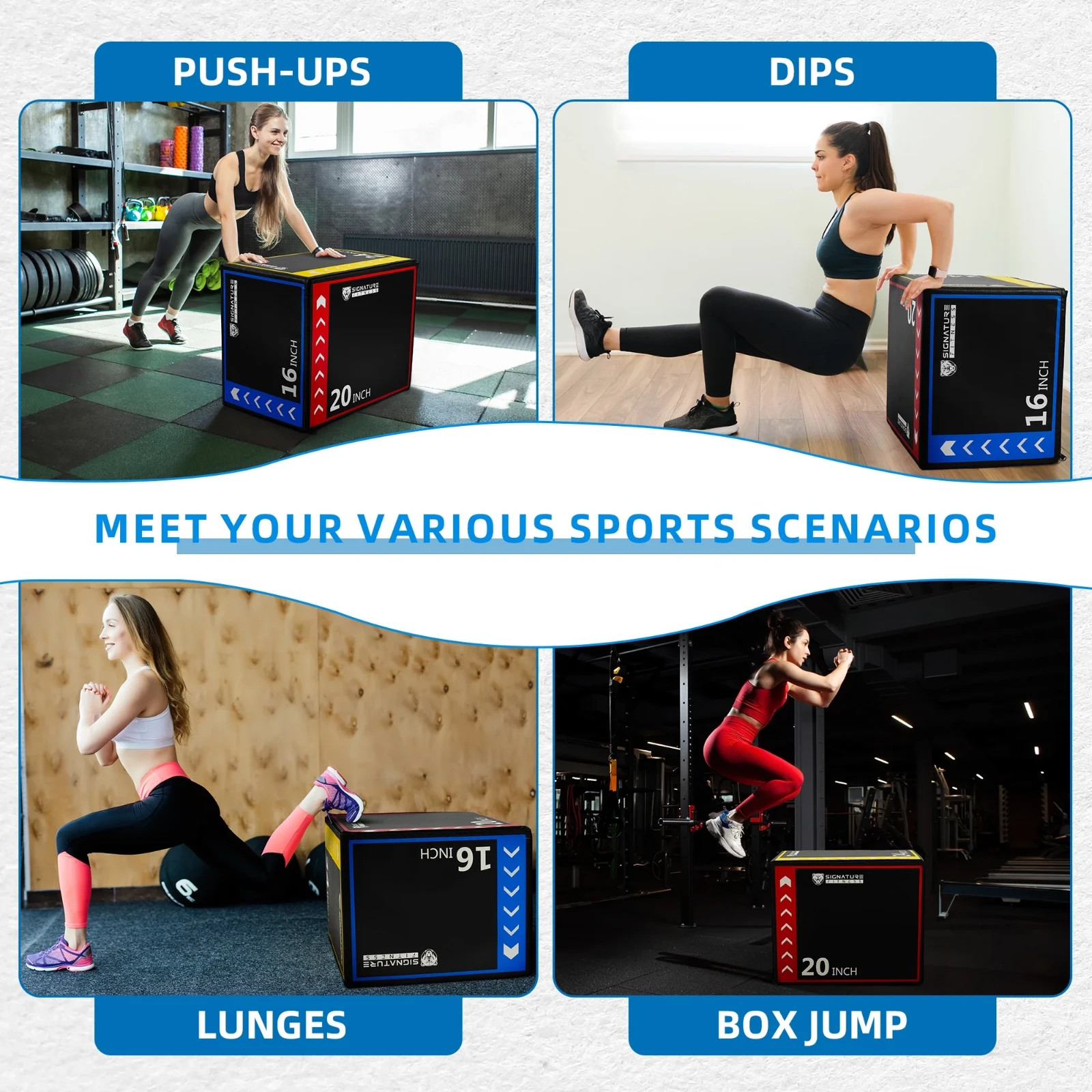 Signature Fitness 3-in-1 Foam Plyometric Jump Box, for Home Gym Training
