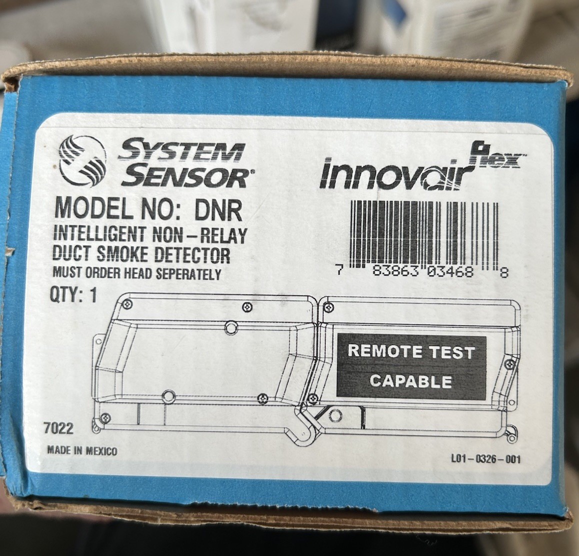 SYSTEM SENSOR Intelligent Non-Relay Duct Smoke Detector DNR Housing (NO HEAD)