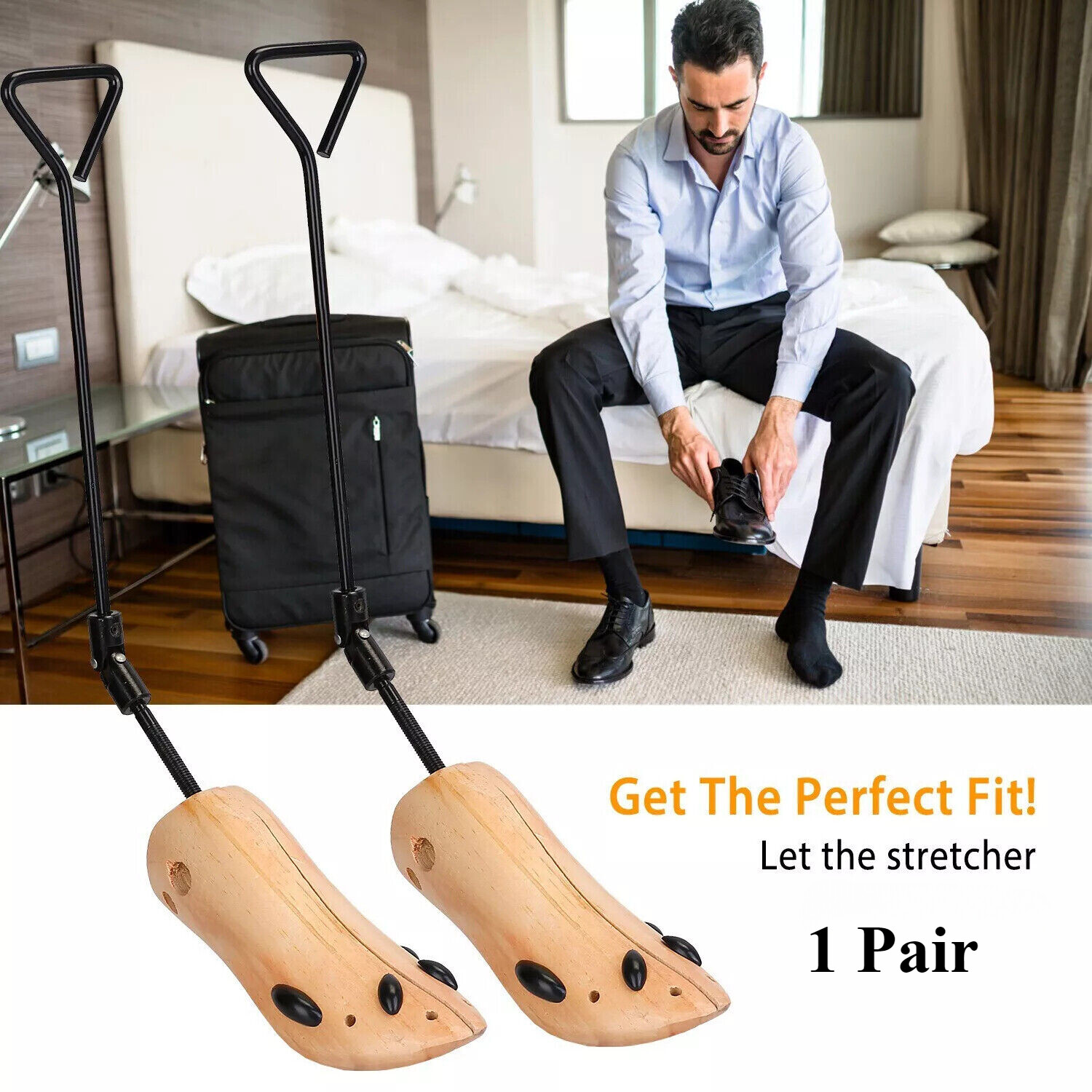 2PCS Wooden Boot Stretcher Adjustable Shoe Shaper Widener Expander for Men Women