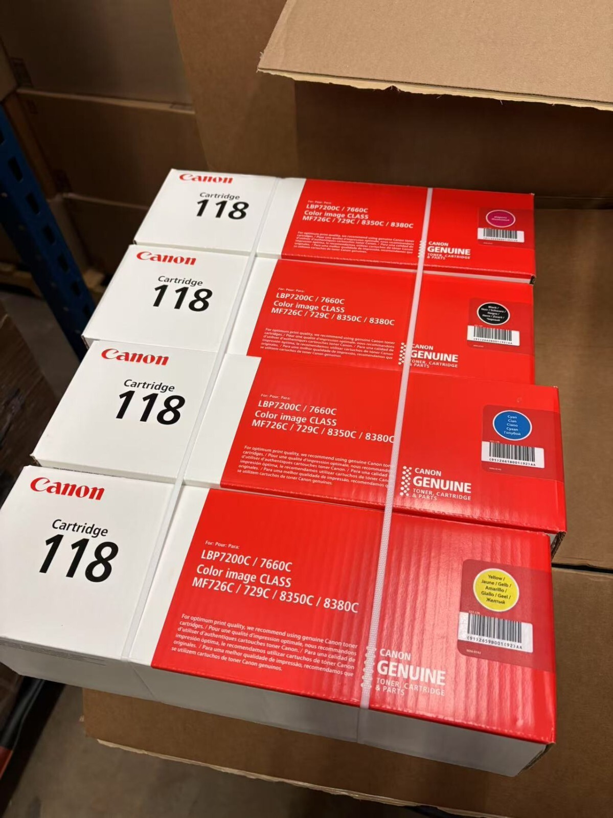 Canon 118 GENUINE new in box full 4 color set black, cyan, magenta, yellow