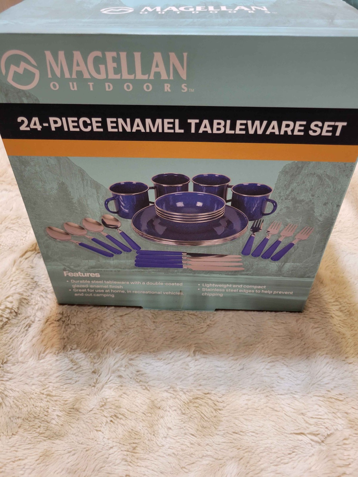 Magellan Deluxe Blue Enamel Tableware 24-Piece Set