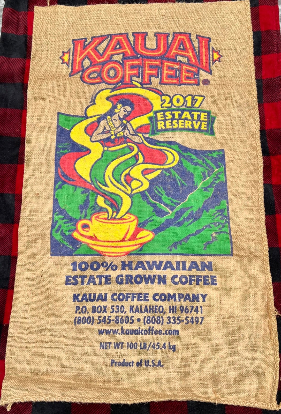 2017 ~ KAUAI COFFEE  (Estate Reserve) *** Burlap Coffee Bag *** “Brand New!” ***
