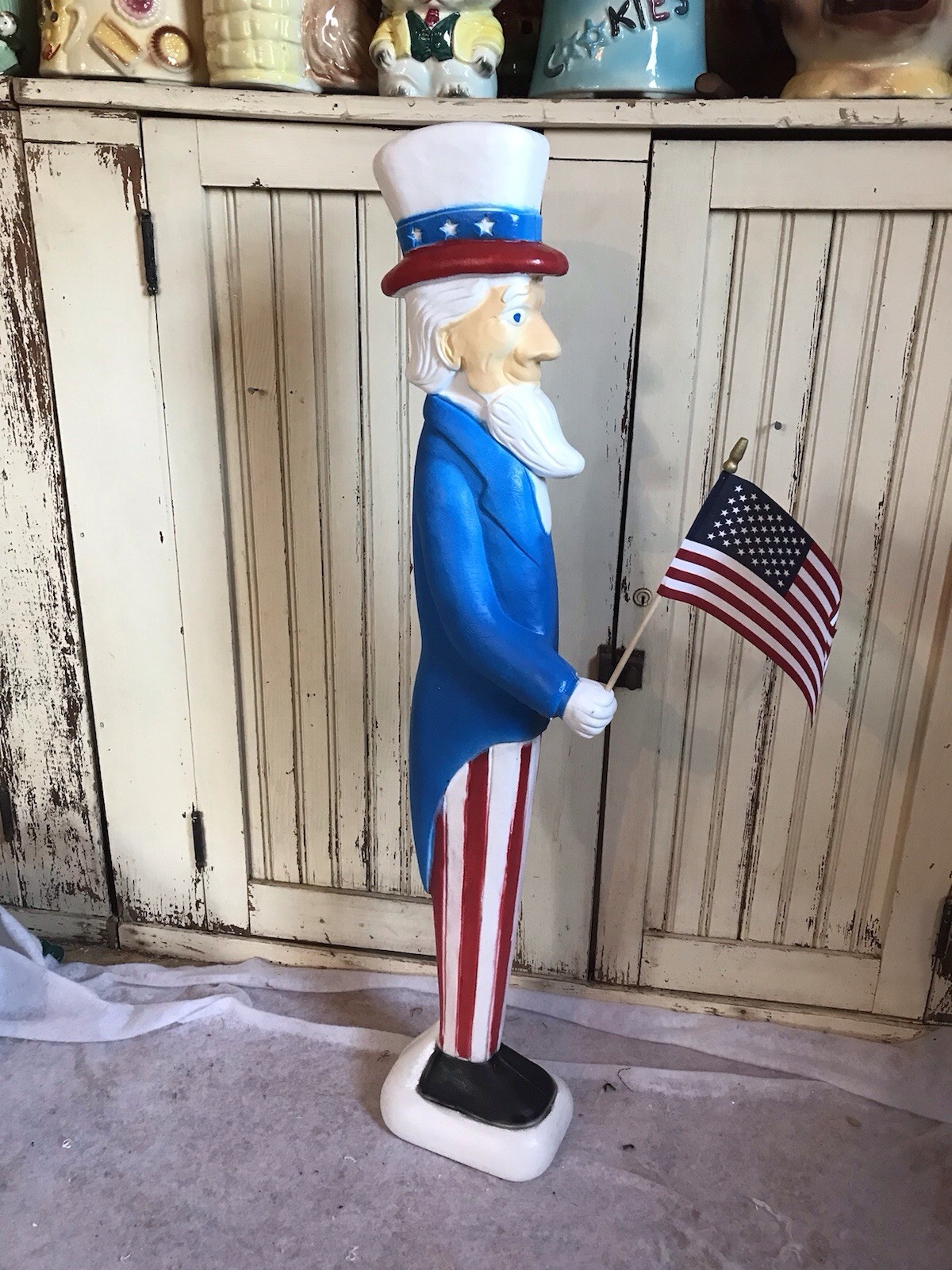 Blow Mold Nostalgic American Uncle Sam With Flag Made In America Union Products