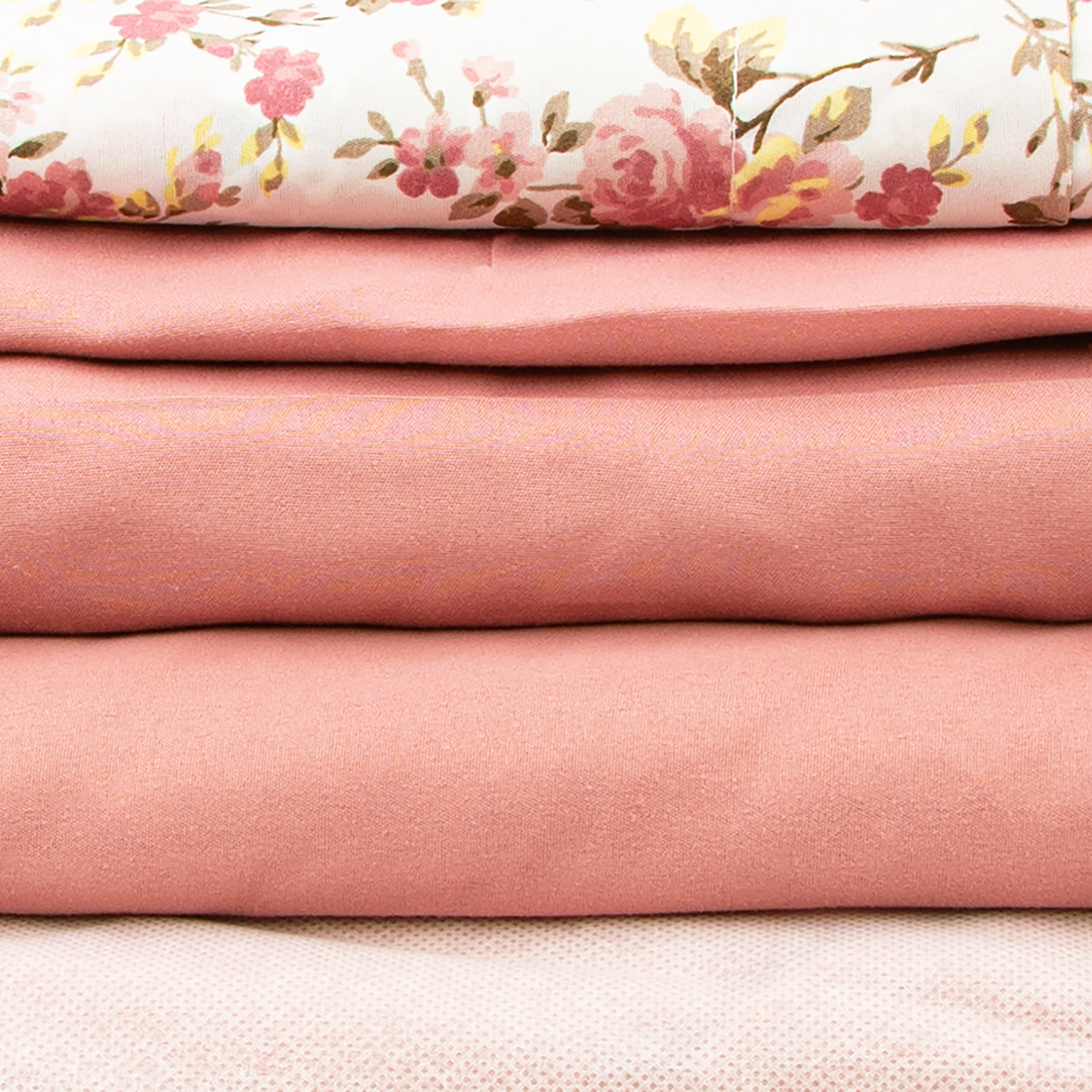 Gold Coast 8 Pc Bed in a Bag Elm Pink and Yellow Floral Comforter Set, Full