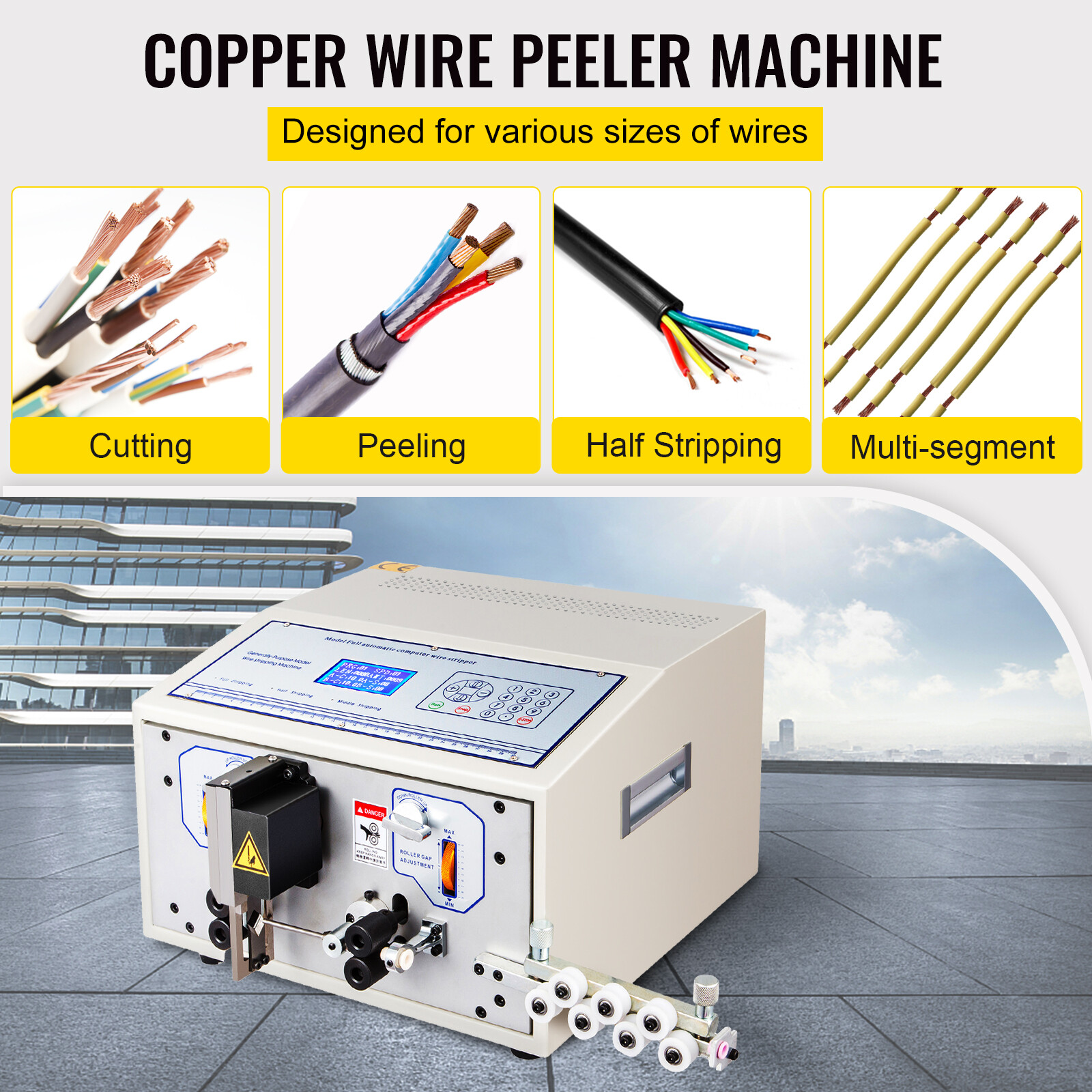 Automatic Computer Wire Stripping Machine Stripper 0.1-4.5mm² CE Cutting Peeling