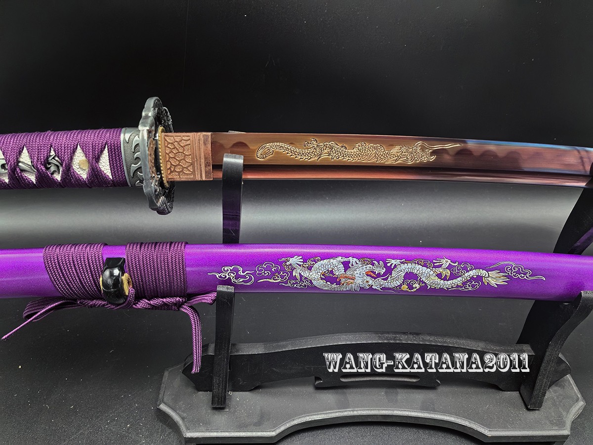 All Purple Battle Ready Sharp Deagon Japanese Samurai Katana Sword 1095Steel