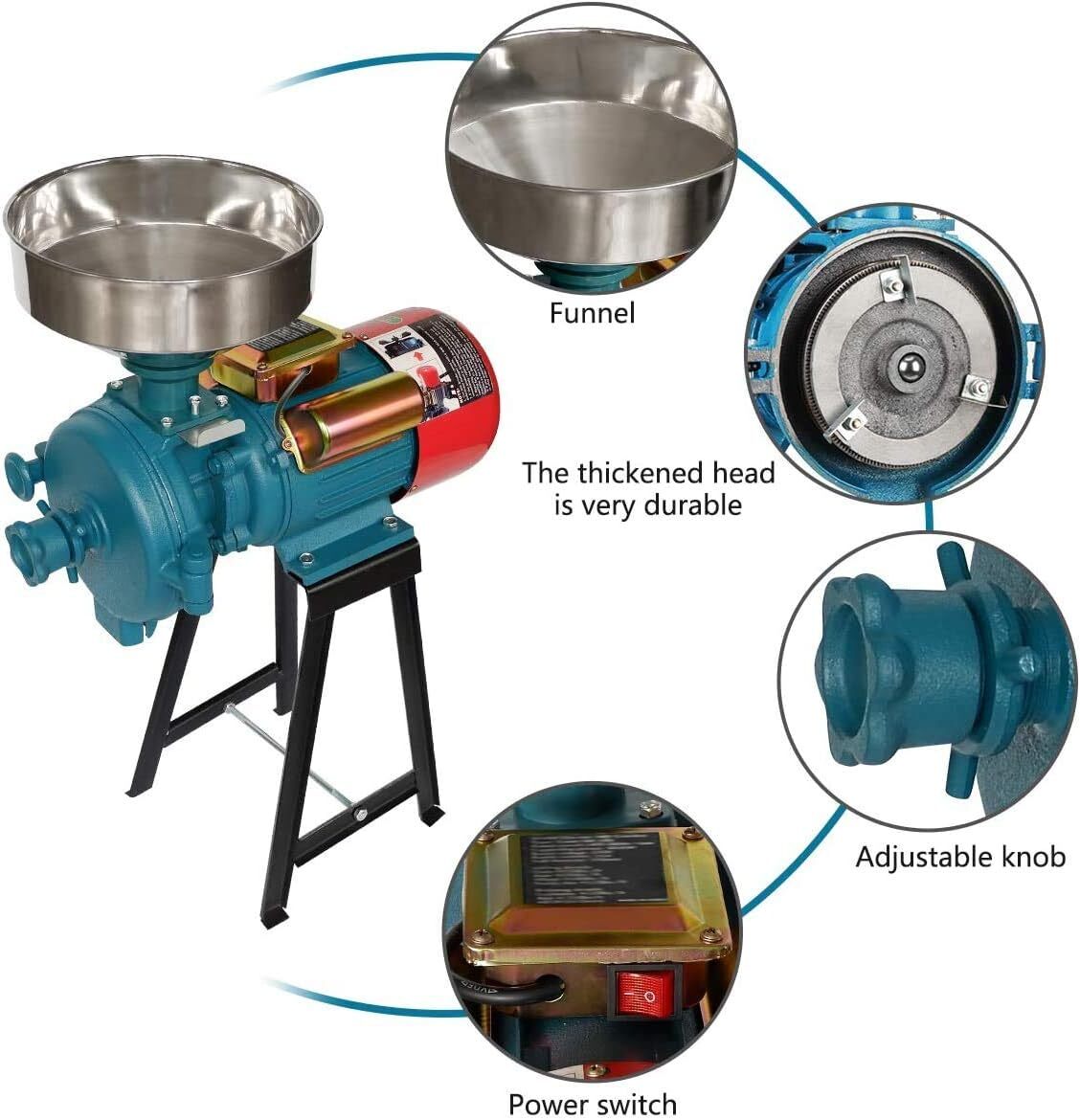 NAIZEA 3000W Electric Grain Mill Cereals Corn Grain Coffee Wheat Feed Machine