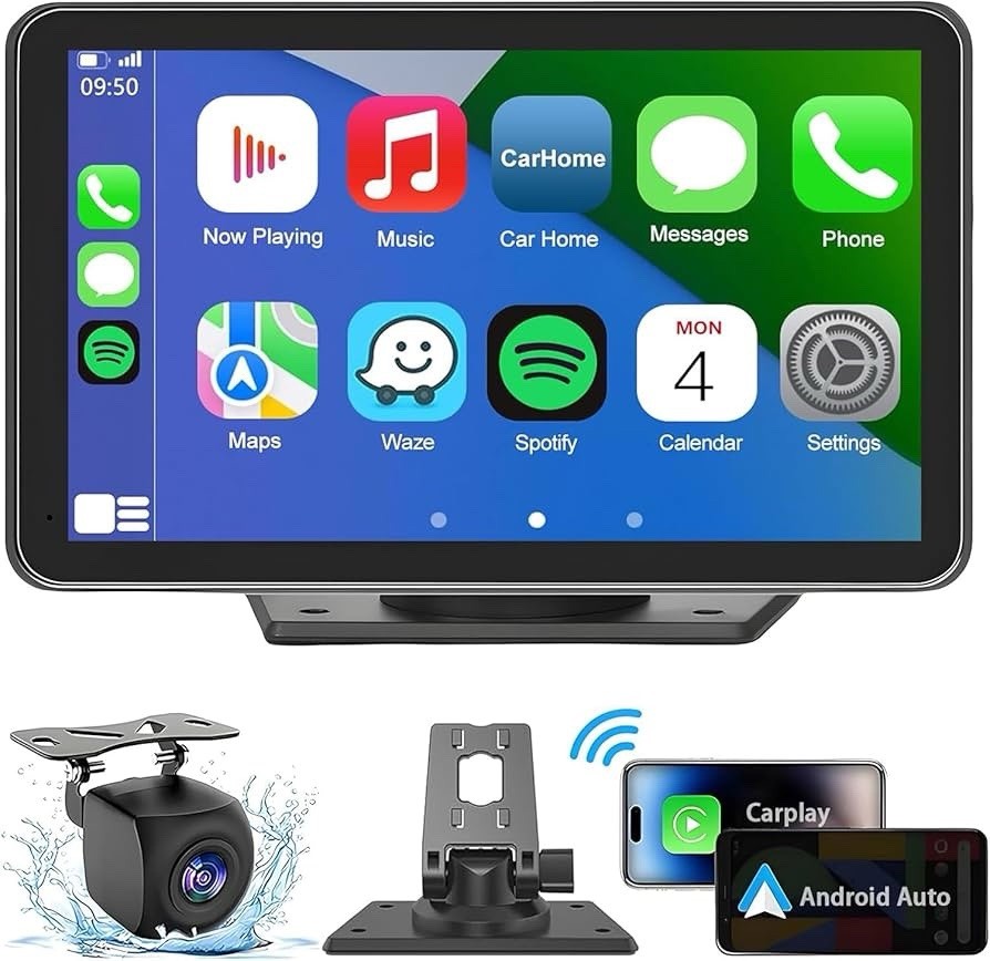 Portable Wireless with Apple CarPlay and Android Auto Screen for Car 8.9" HD