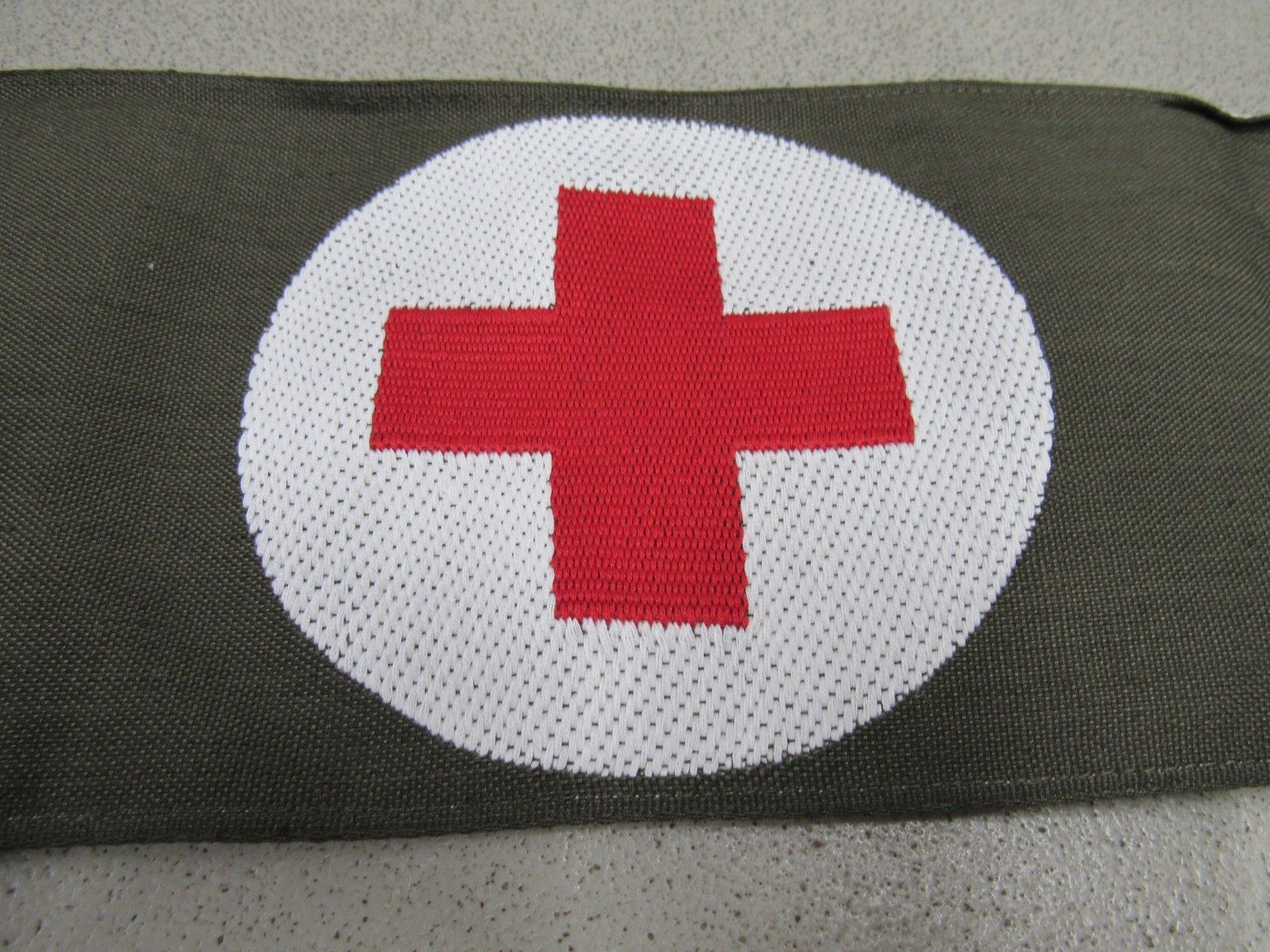West German Red Cross Armband Cloth OD White Reversible Medic 1960s NOS