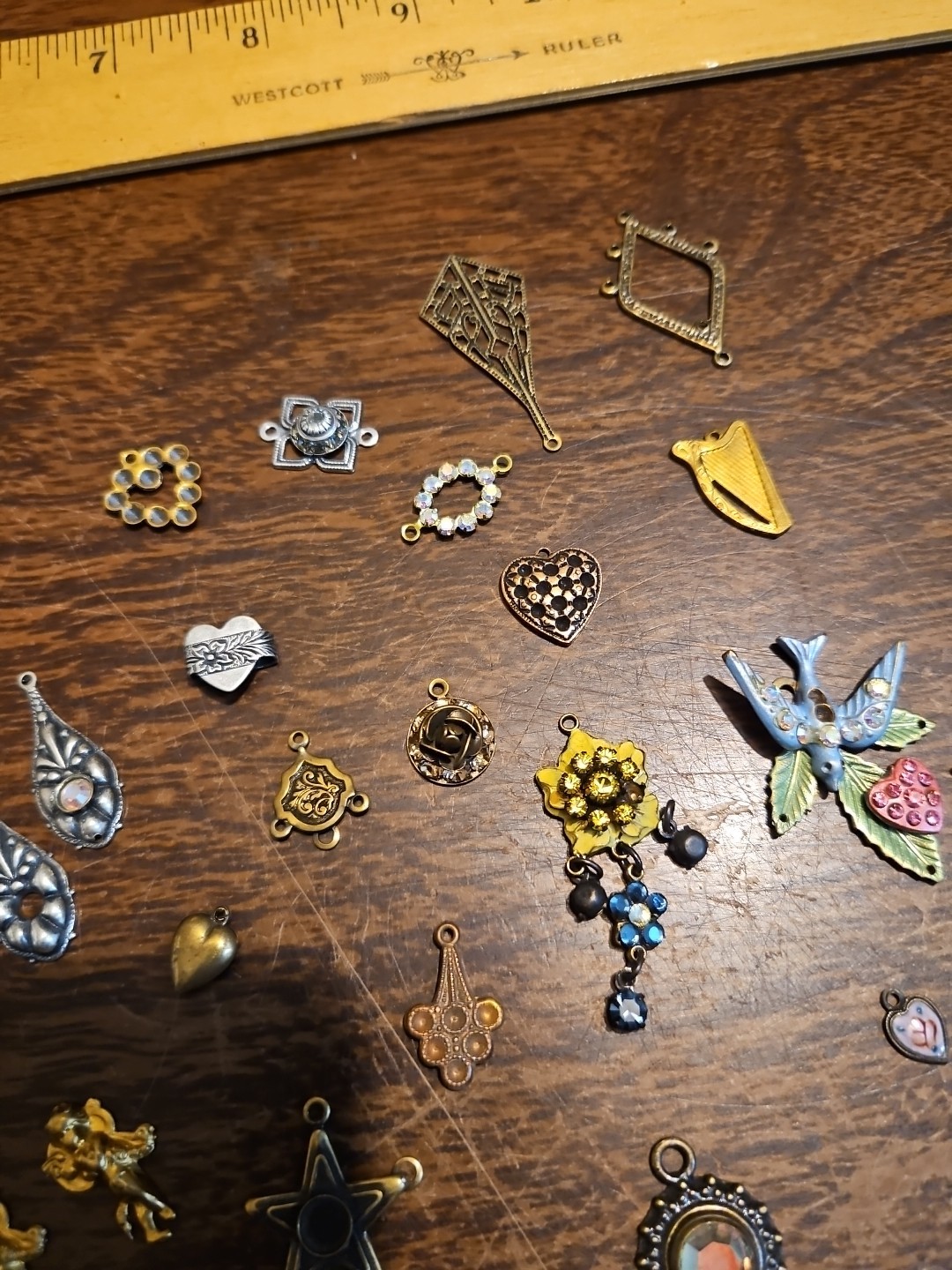 Lot Of 50 Mixed Parts Pcs France Vintage 60s Brass Stampings Findings Jewelry 16