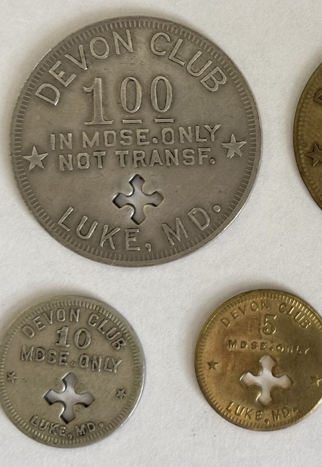 1911 Luke Maryland Devon Clubhouse script Tokens Entire Set coal mine Westvaco