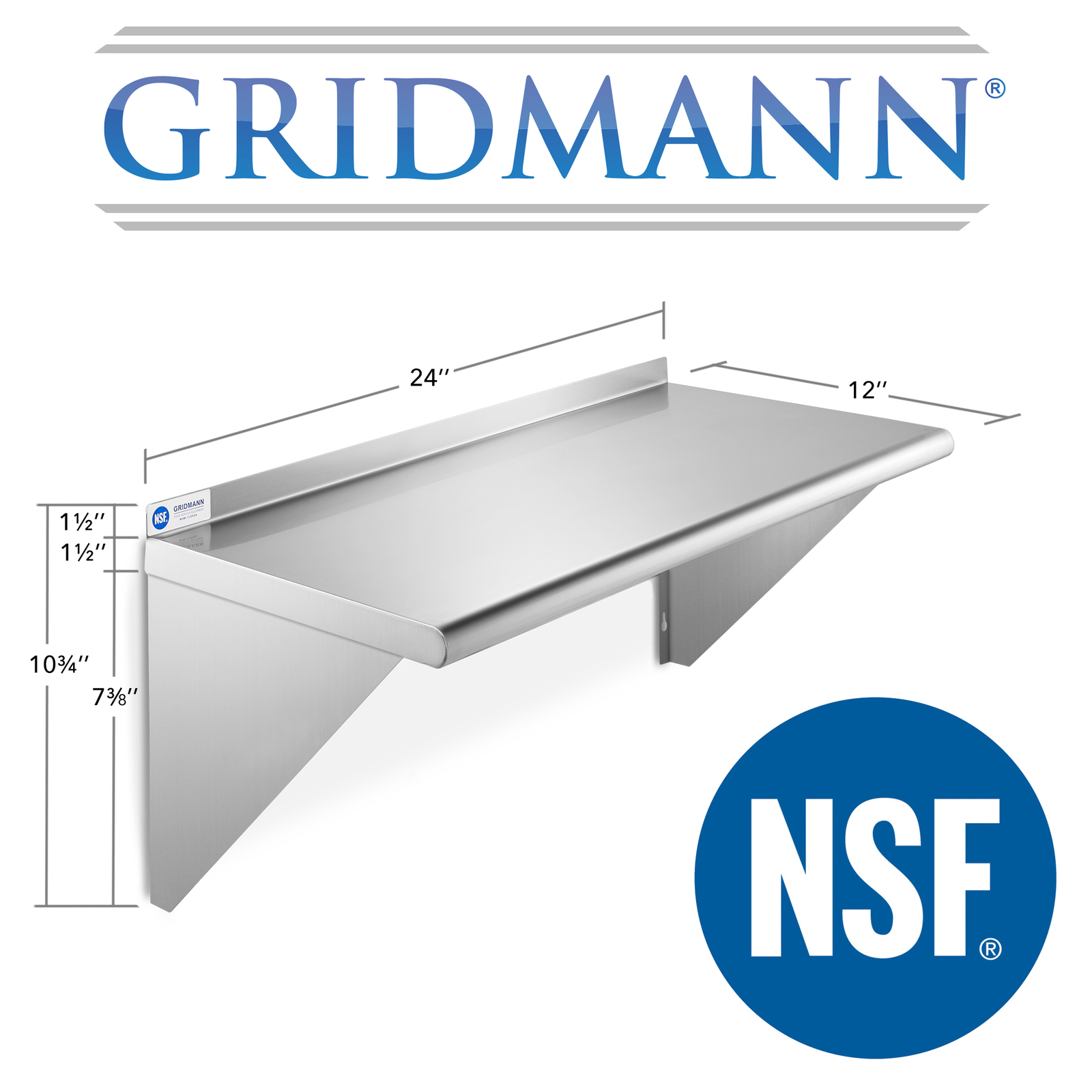 NSF Stainless Steel 12" x 24" Commercial Kitchen Wall Shelf Restaurant Shelving