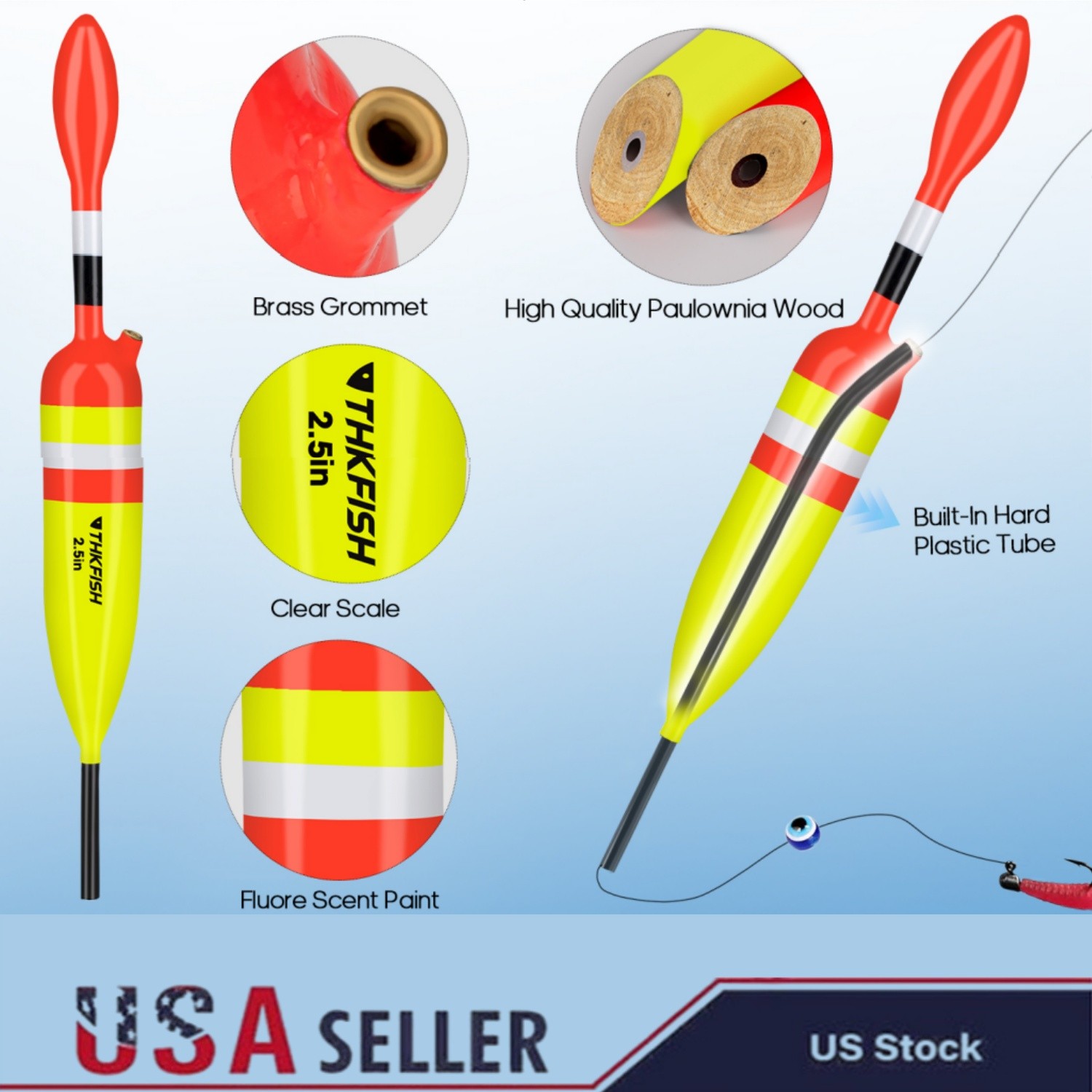 Fishing Bobbers Floats Wood Slip Bobbers Stick Slip Floats for Crappie Balsa US