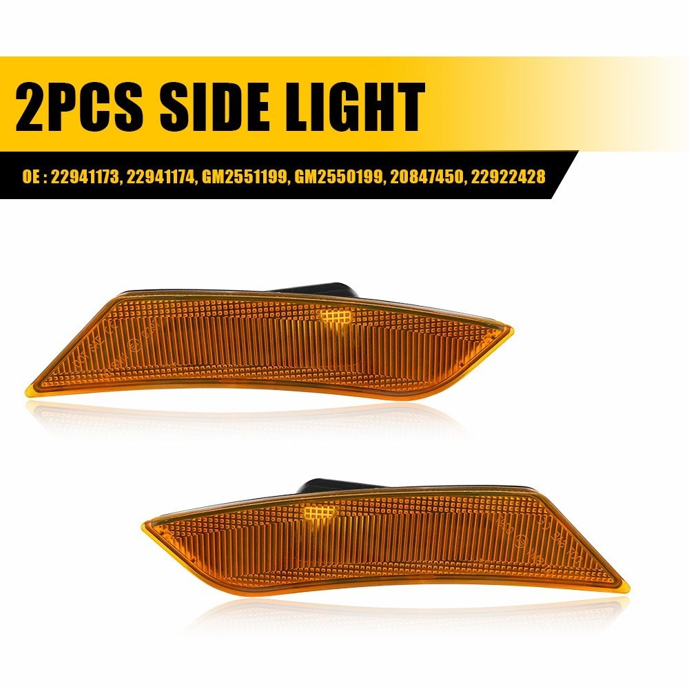 For 2017-2024 Cadillac XT5 Amber Front Fender Side Marker Light LED GM2551199 2x