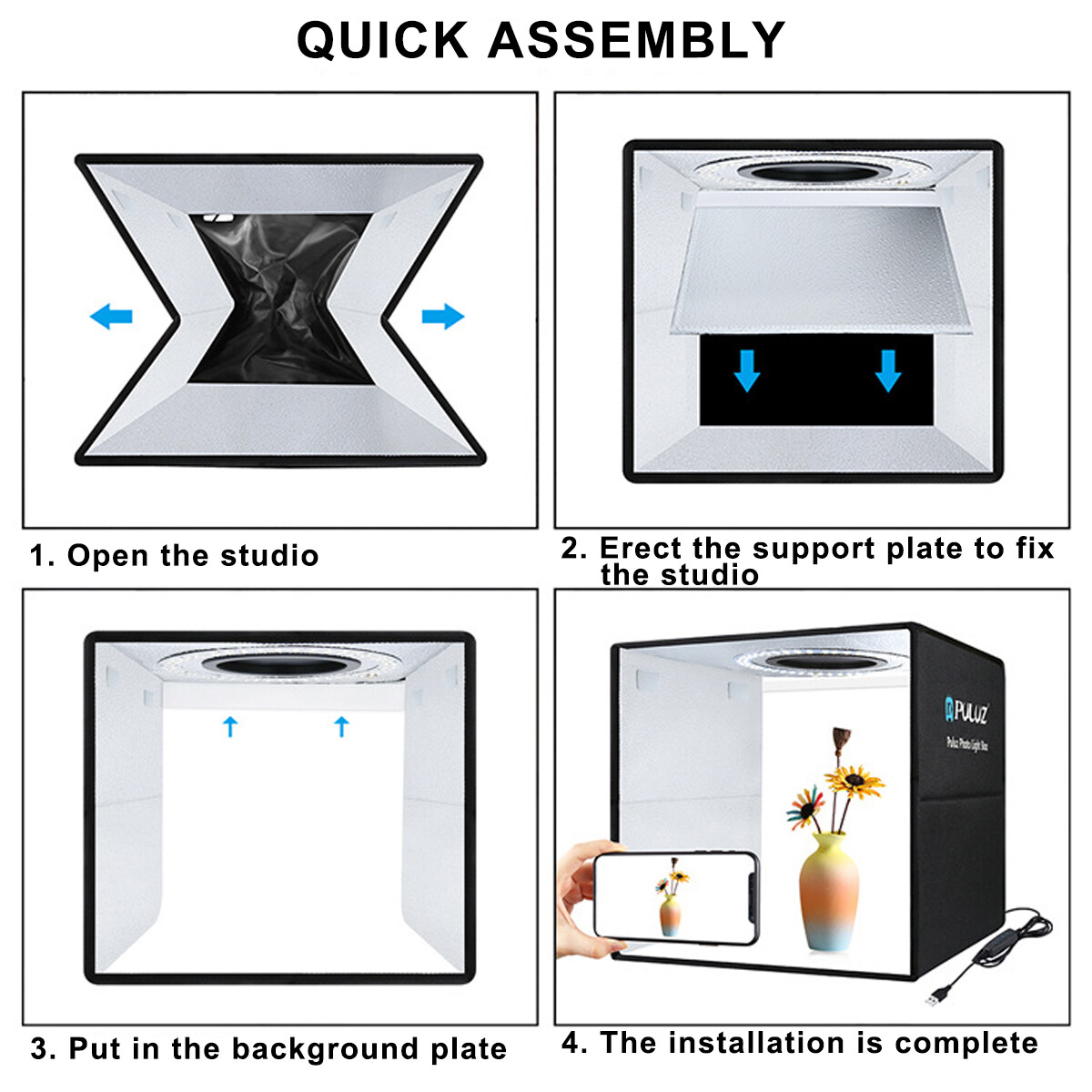 16" LED Photo Studio Light Box Portable Folding Photography Shooting Tent Kit