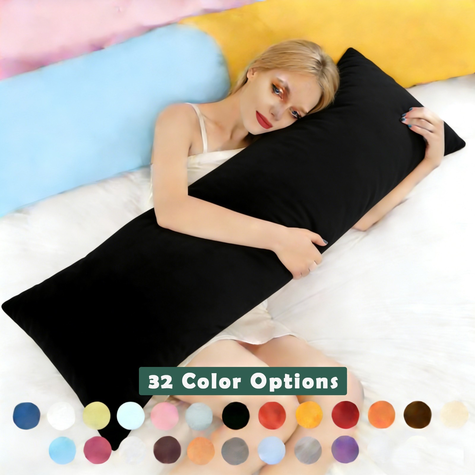 Cozy Brushed Microfiber Body Pillow Case, Machine Washable, 20 x 54 Inches