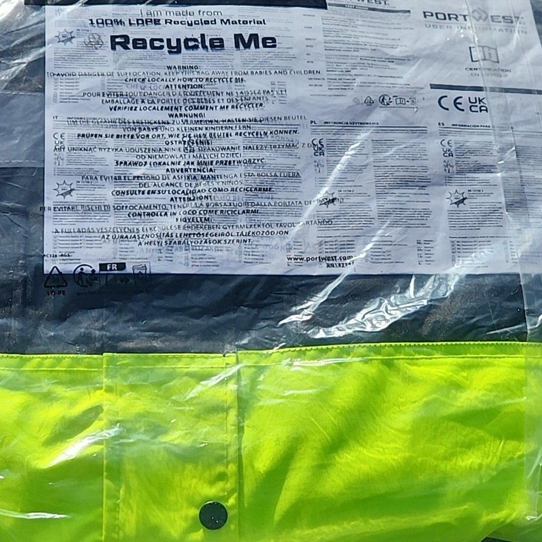 Portwest US466 Mens Waterproof Hi Vis Traffic Jacket Reflective Safety Coat Sz M