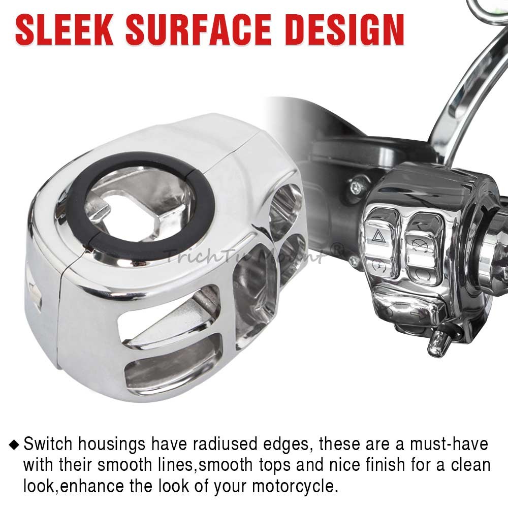 2Pcs Chrome Hand Control Switch Housing Covers For Harley Road King Street Glide