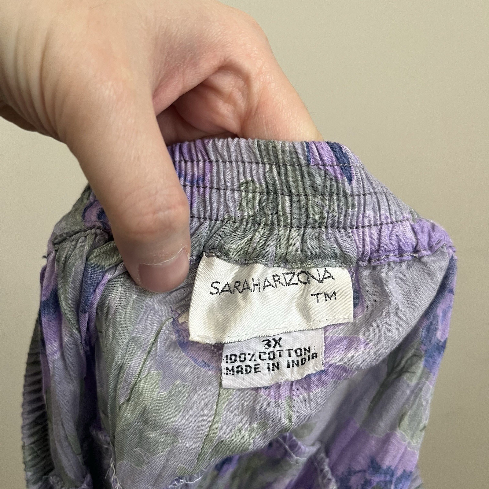 VTG Women 90s Cotton Floral Broomstick Tiered Maxi Skirt 2X Cottagecore Purple