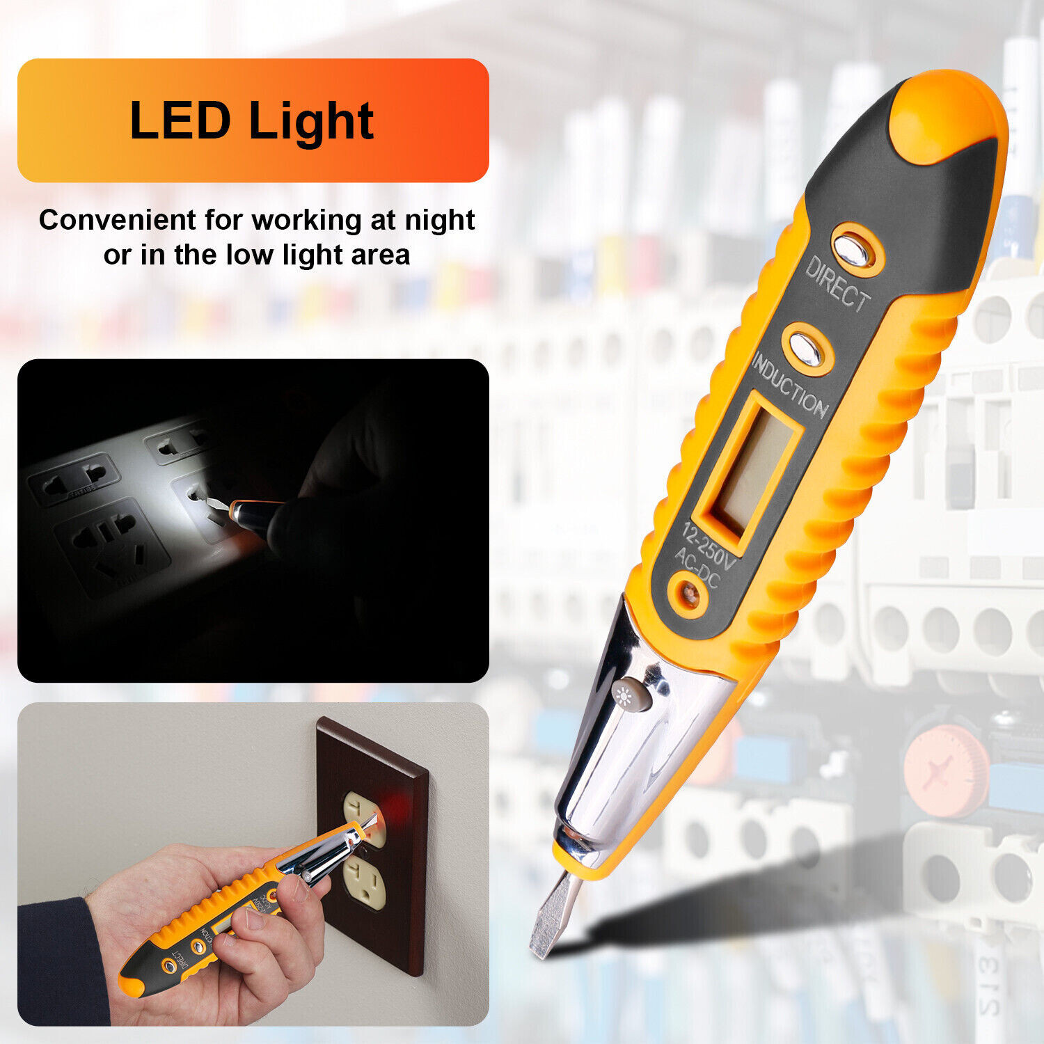 Voltage Electric Tester Volt Detector Test Pen AC DC Non-Contact Sensor 12-1000V