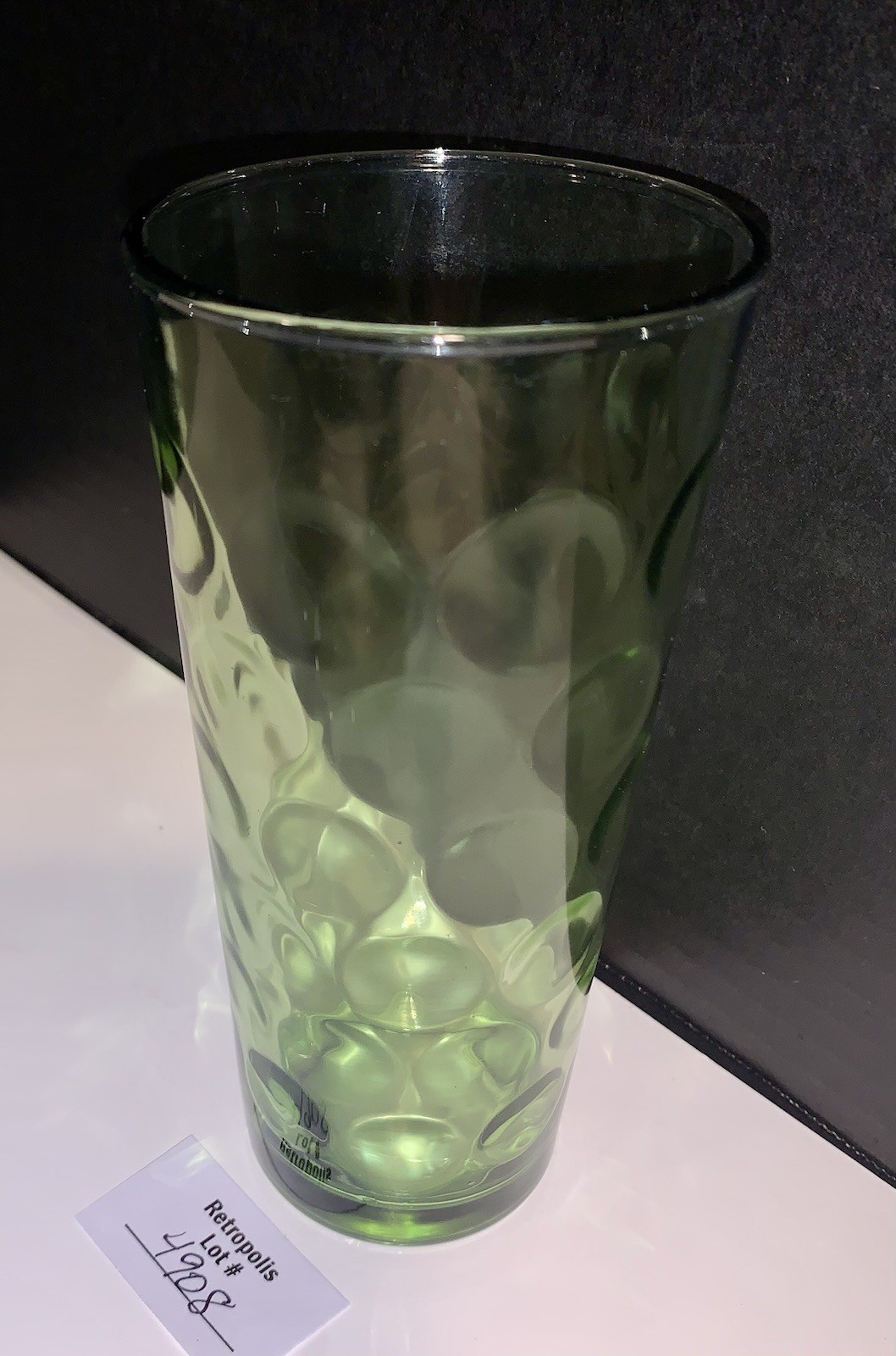 Vintage MCM Hazel Atlas Green El Dorado Optic Dot Glass Tumbler