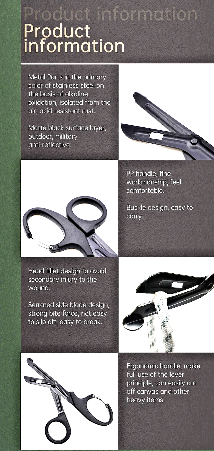 2 Medical Trauma Shears 7.5" Stainless steel with Carabiner Clip Bandage Shears