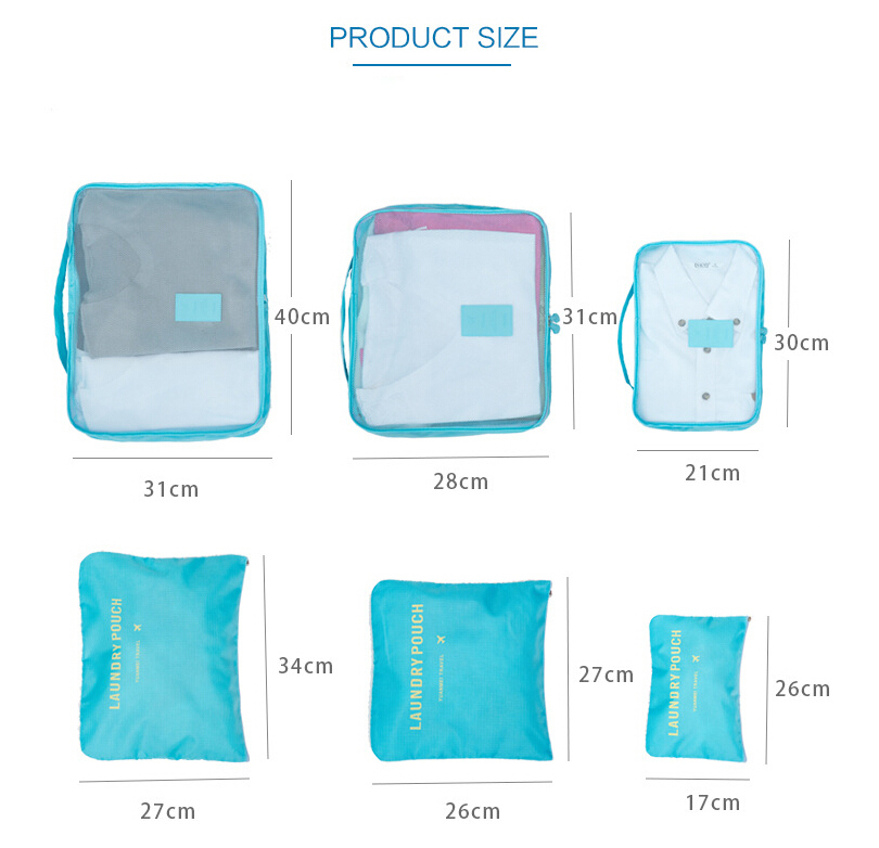 9Pcs Waterproof Clothes Storage Bags Packing Cube Travel Luggage Organizer Pouch