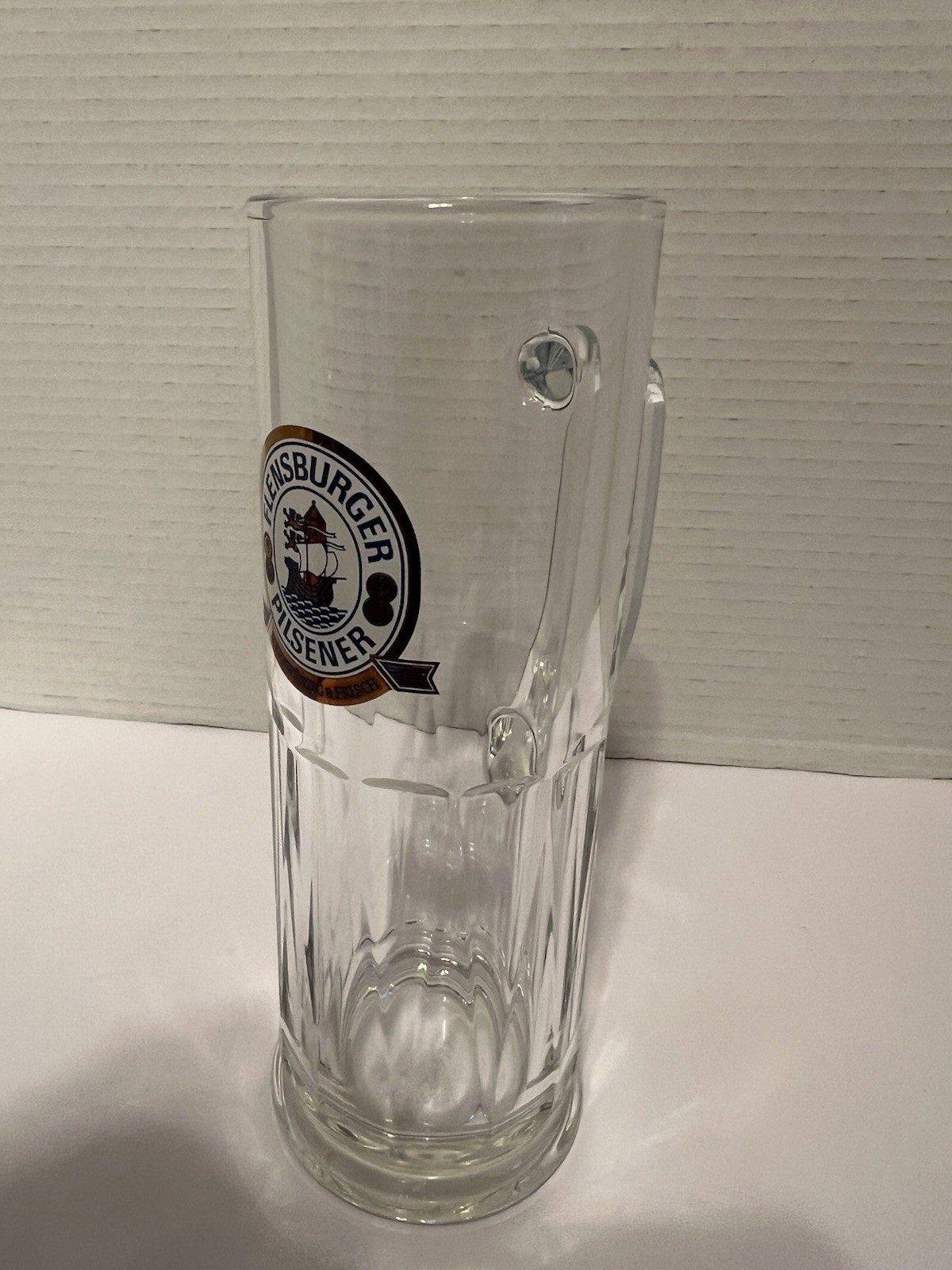 Flensburger Pilsener Herbwurzig & Frisch 0.5 L Beer Mug 8" Tall-Slender-German