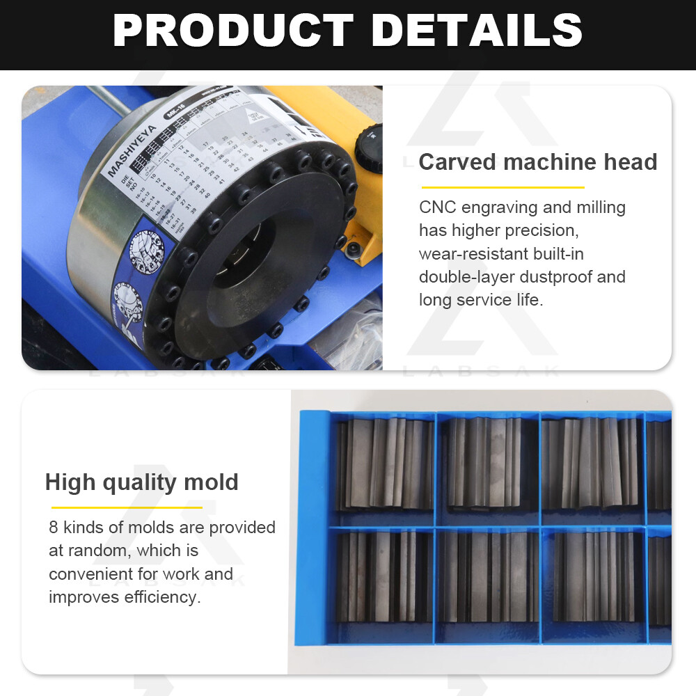 Hydraulic Hose Crimping Machine With 8 Set Magnetic Dies 1/8-1inch Hose Crimper