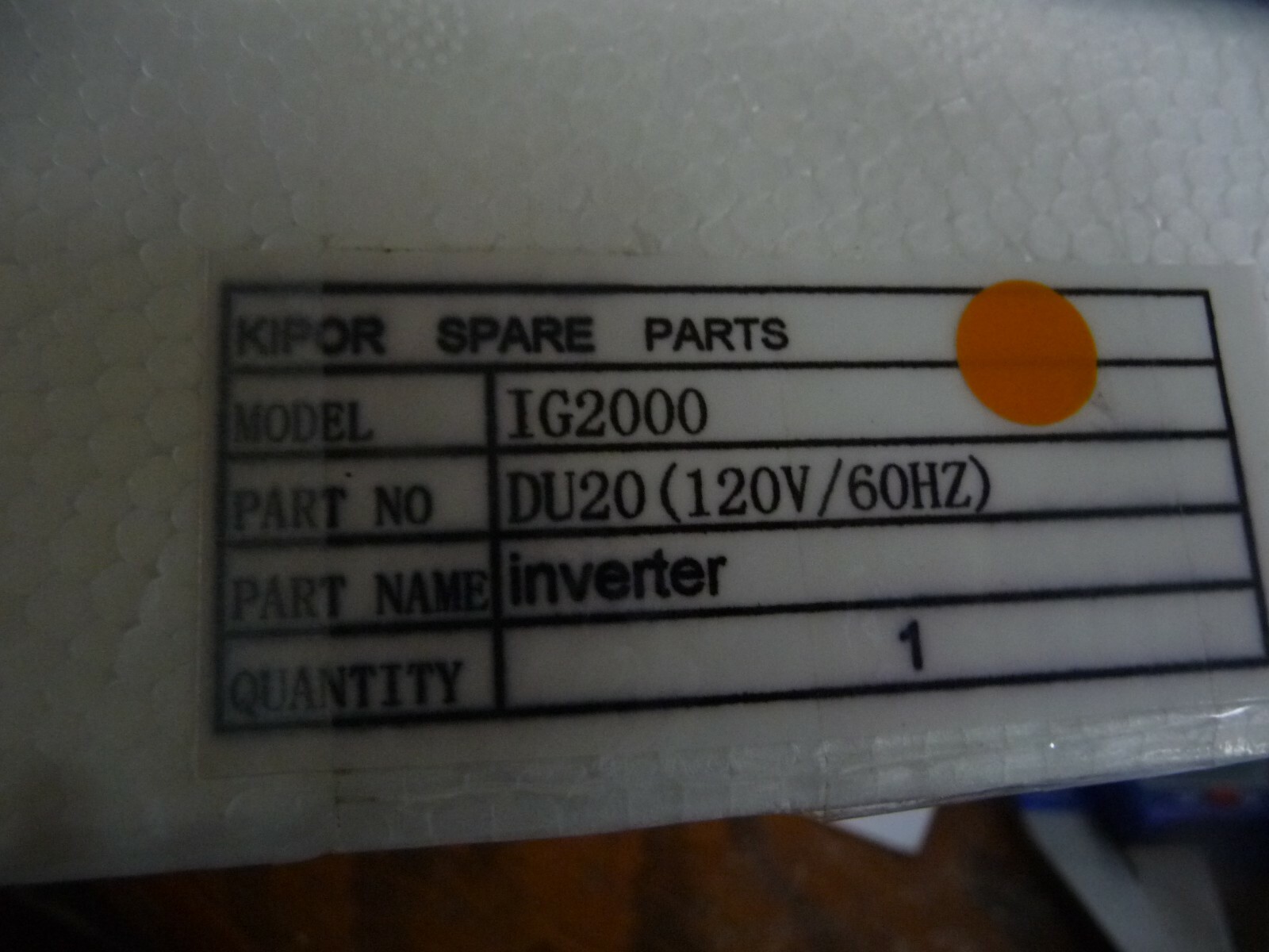 KIPOR IG2000 GENERATOR POWER INVERTER MODULE DU20 DU20-Z 60HZ 120V