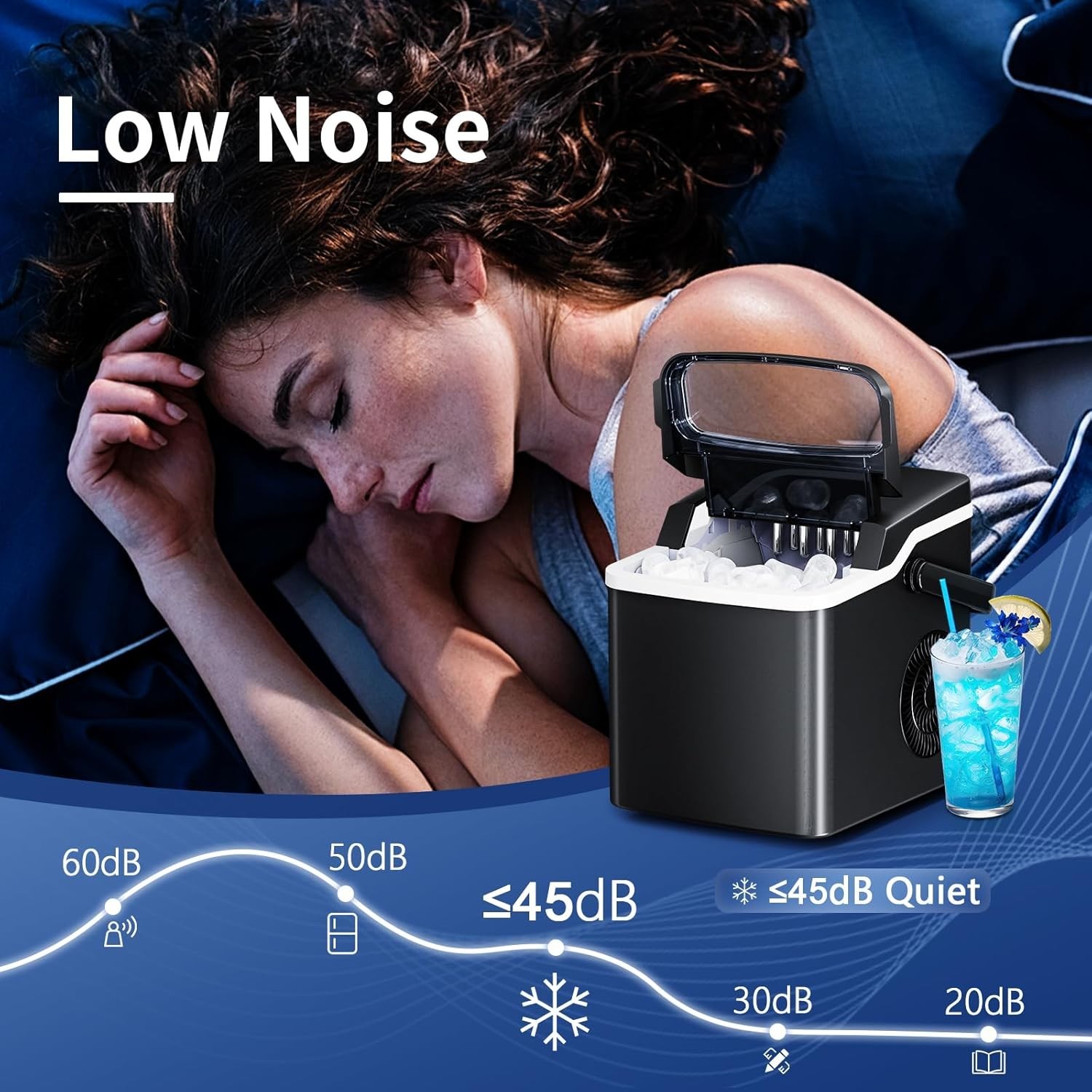 Ice Maker Countertop with Auto-Cleaning, 26Lbs/24Hrs, 9 Cubes in 6 Mins