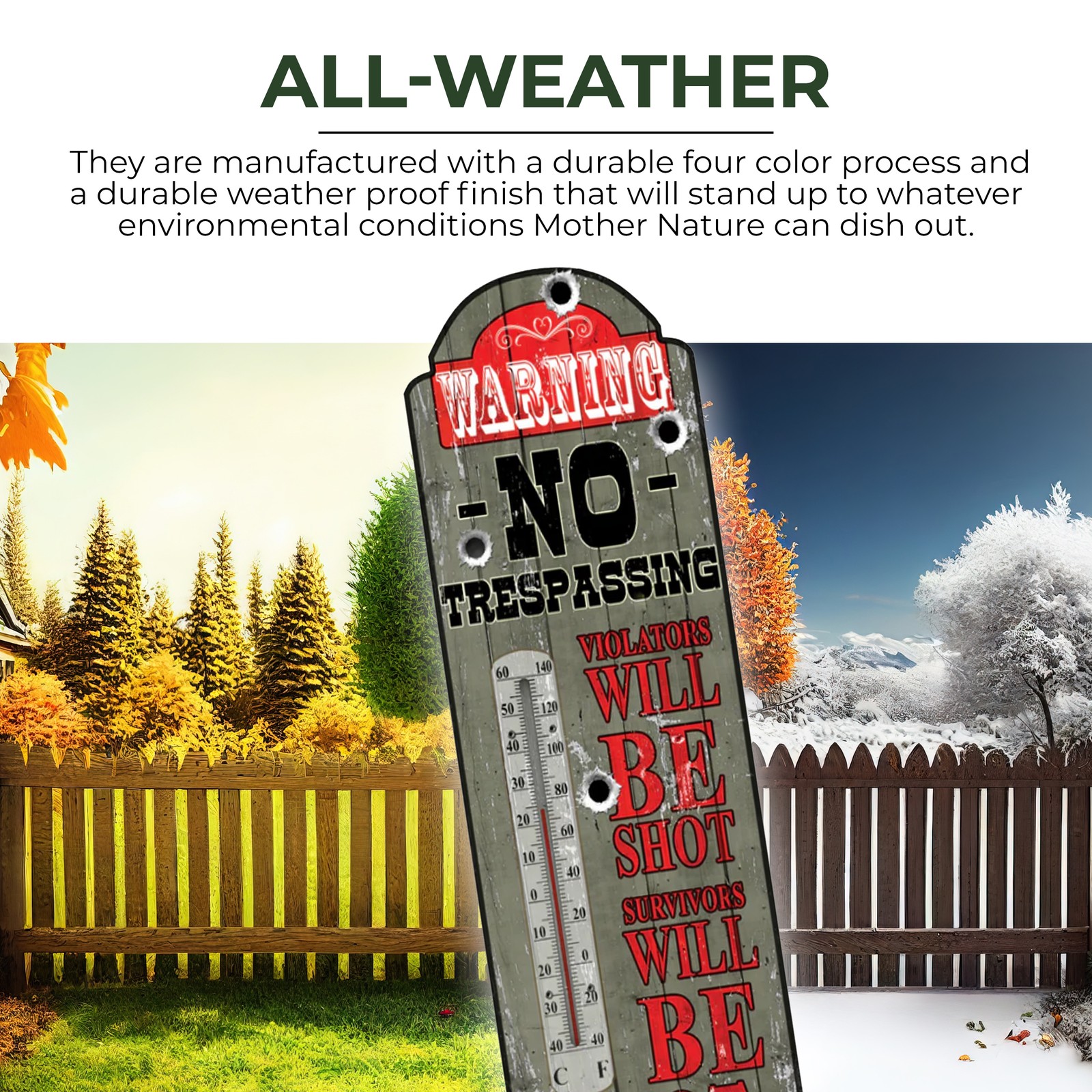 Rivers Edge Products Tin Thermometer, 17" x 5" Indoor or Outdoor Thermometer,