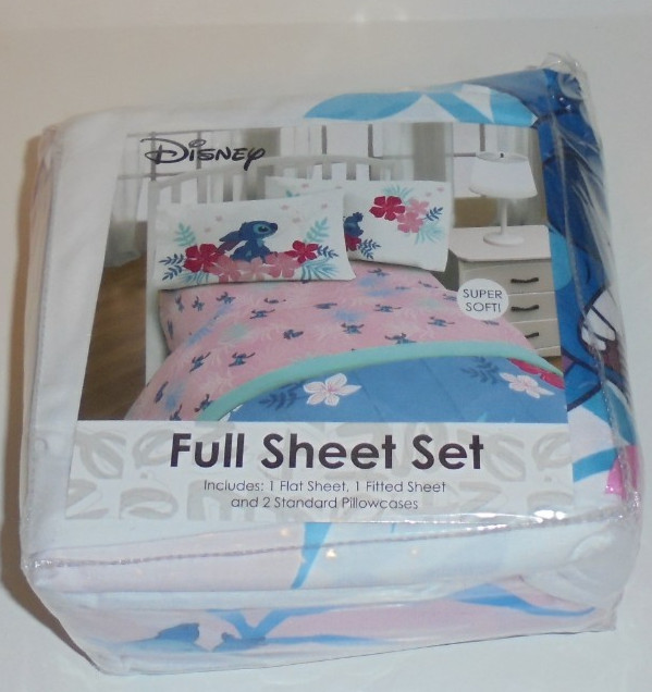Disney Lilo & Stitch 4 Piece Full Size Sheet Set Super Soft New