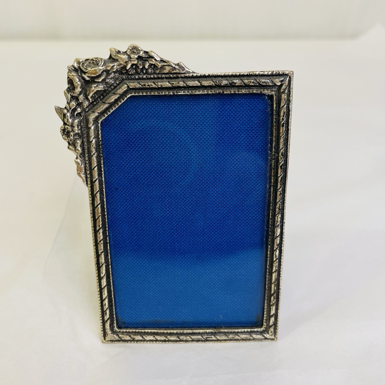 Antique German 800 Silver Small Picture Frame Reeded Edge with Floral Detail